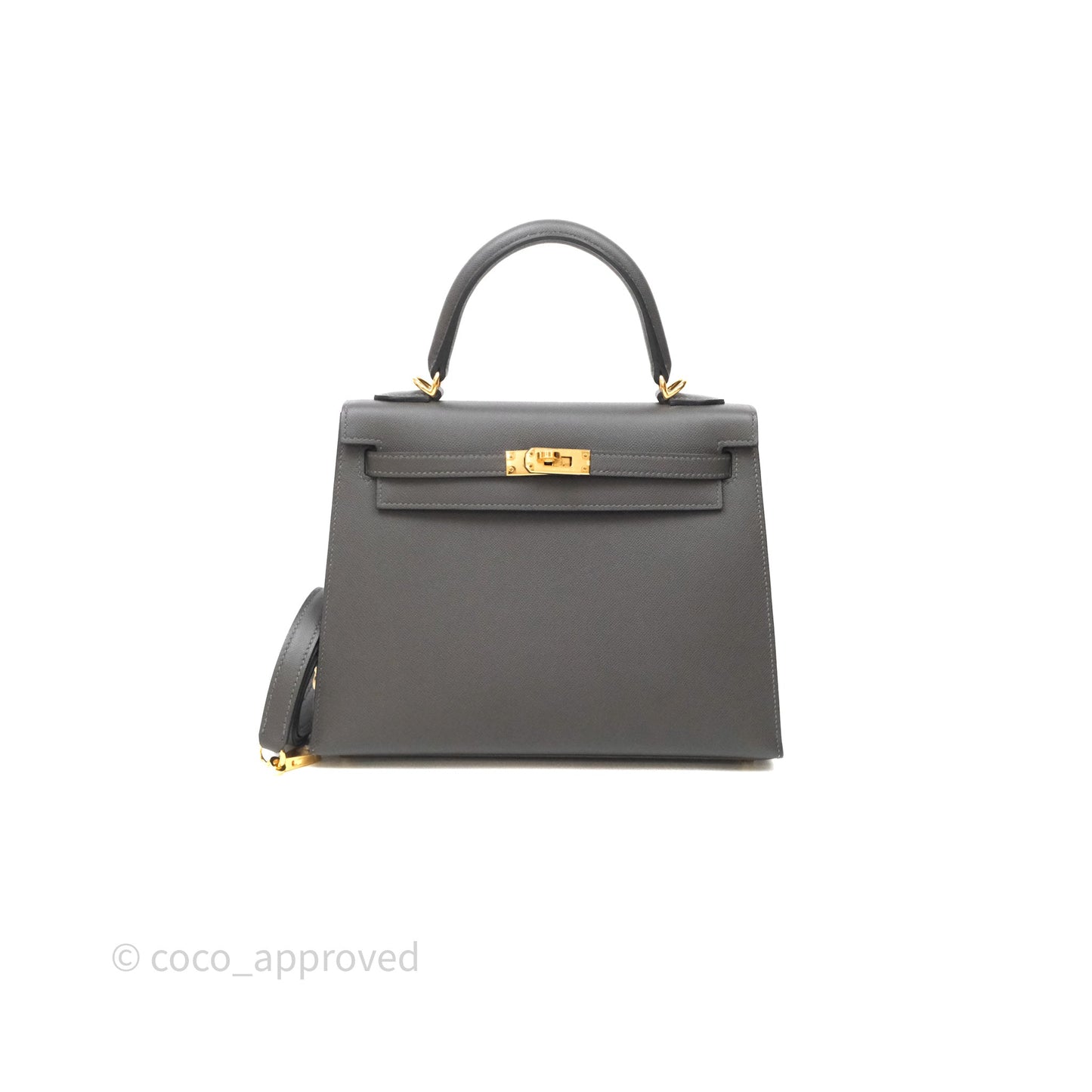 Hermes Kelly 25 Graphite Madame Gold Hardware
