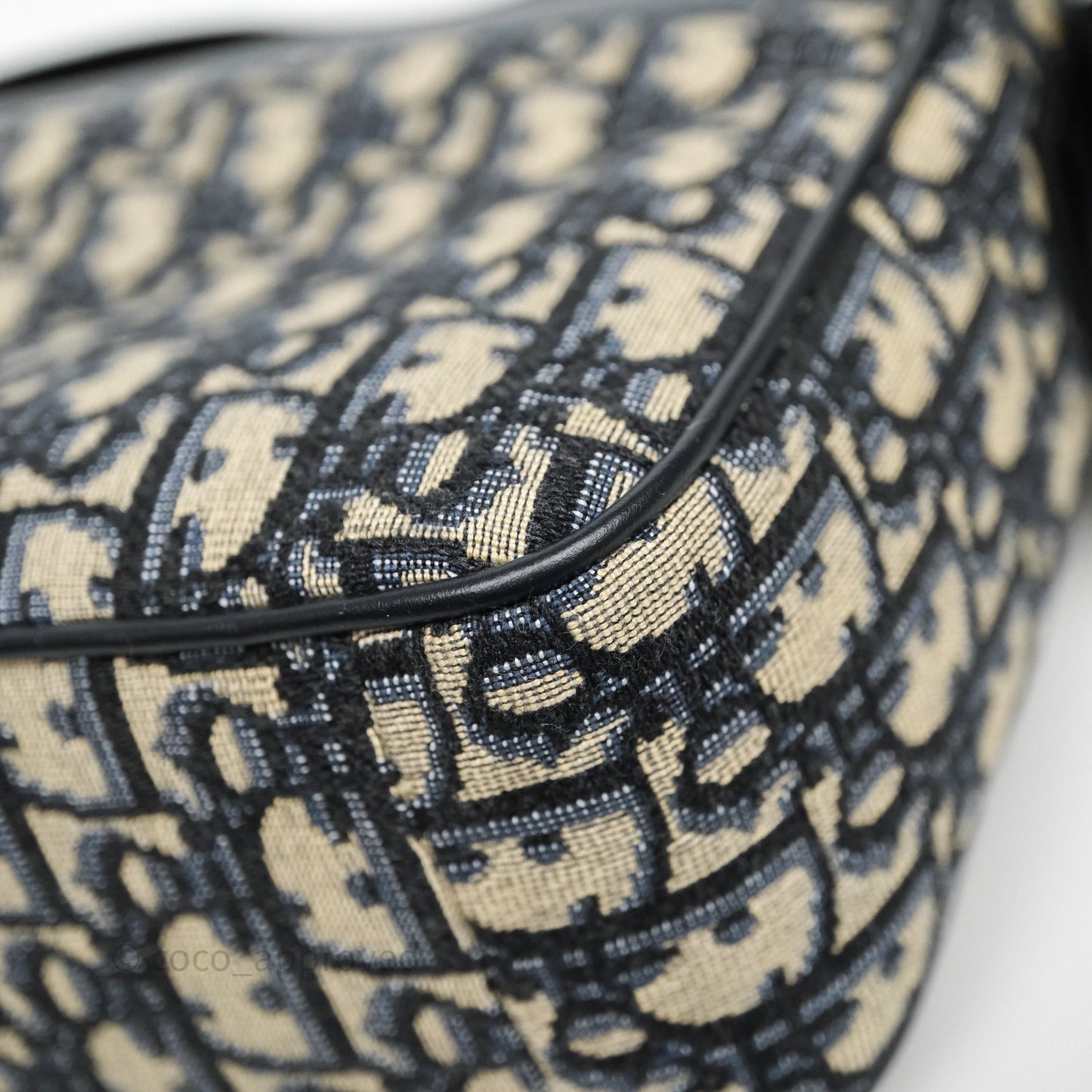 Christian Dior Messenger Bag in Blue Smooth Calfskin and Beige/ Black Dior Oblique Jacquard