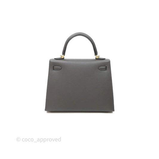 Hermes Kelly 25 Graphite Madame Gold Hardware