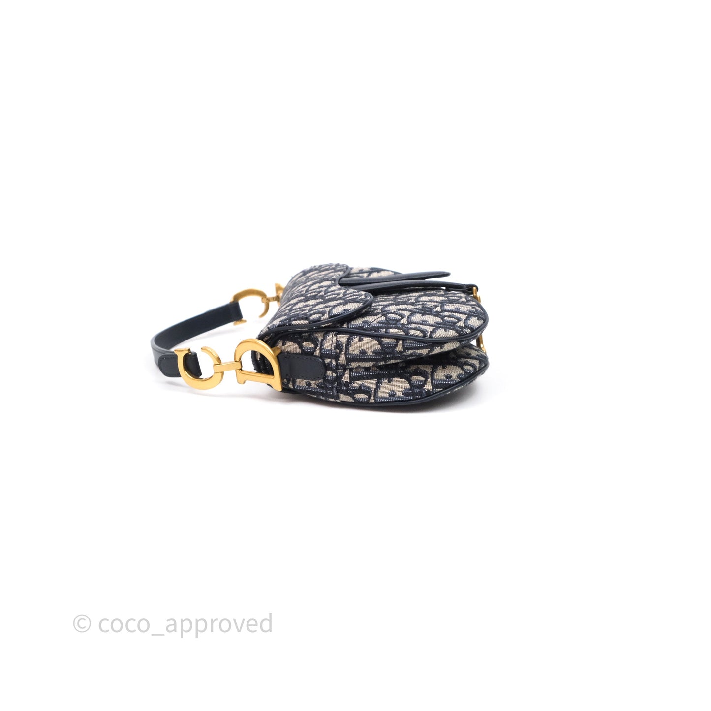 Christian Dior Mini Saddle Bag Blue Oblique Jacquard Gold Hardware
