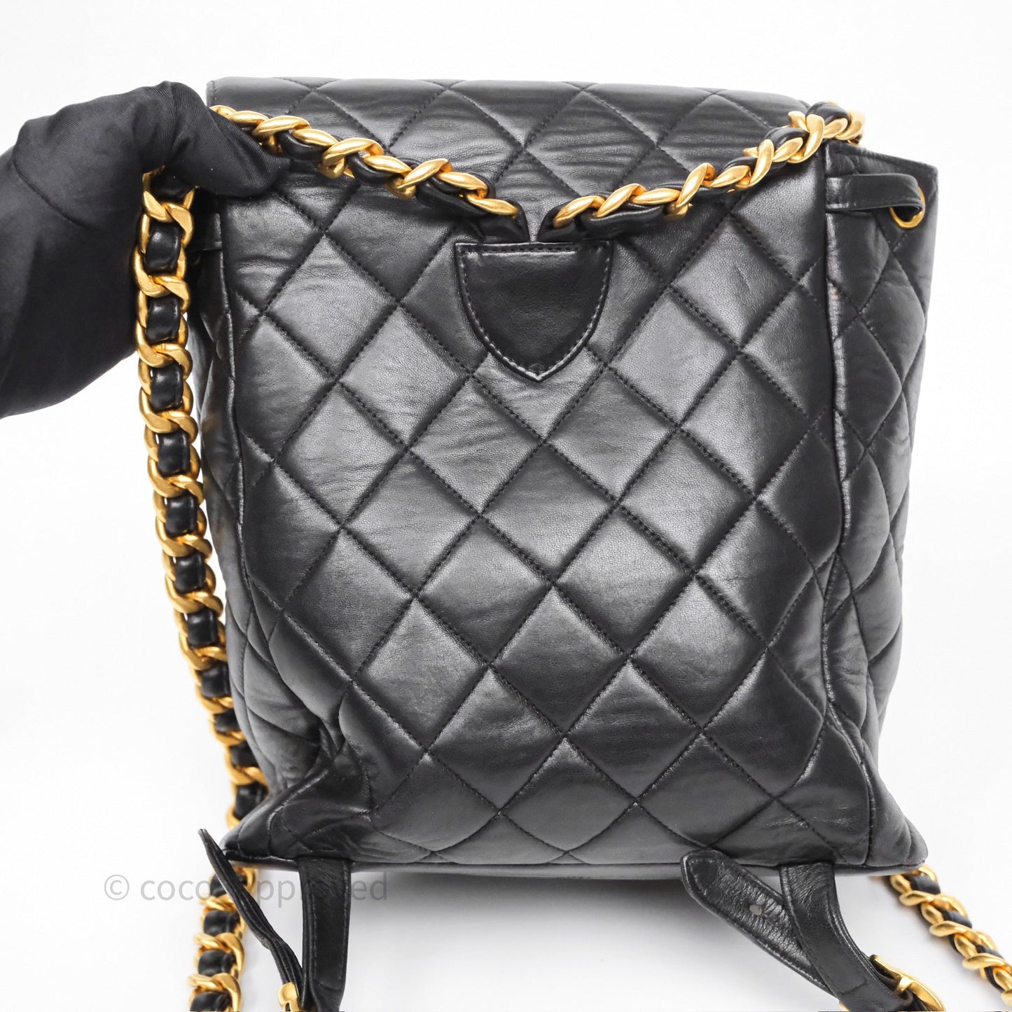 Chanel Vintage CC Duma Backpack Black Lambskin 24K Gold Hardware