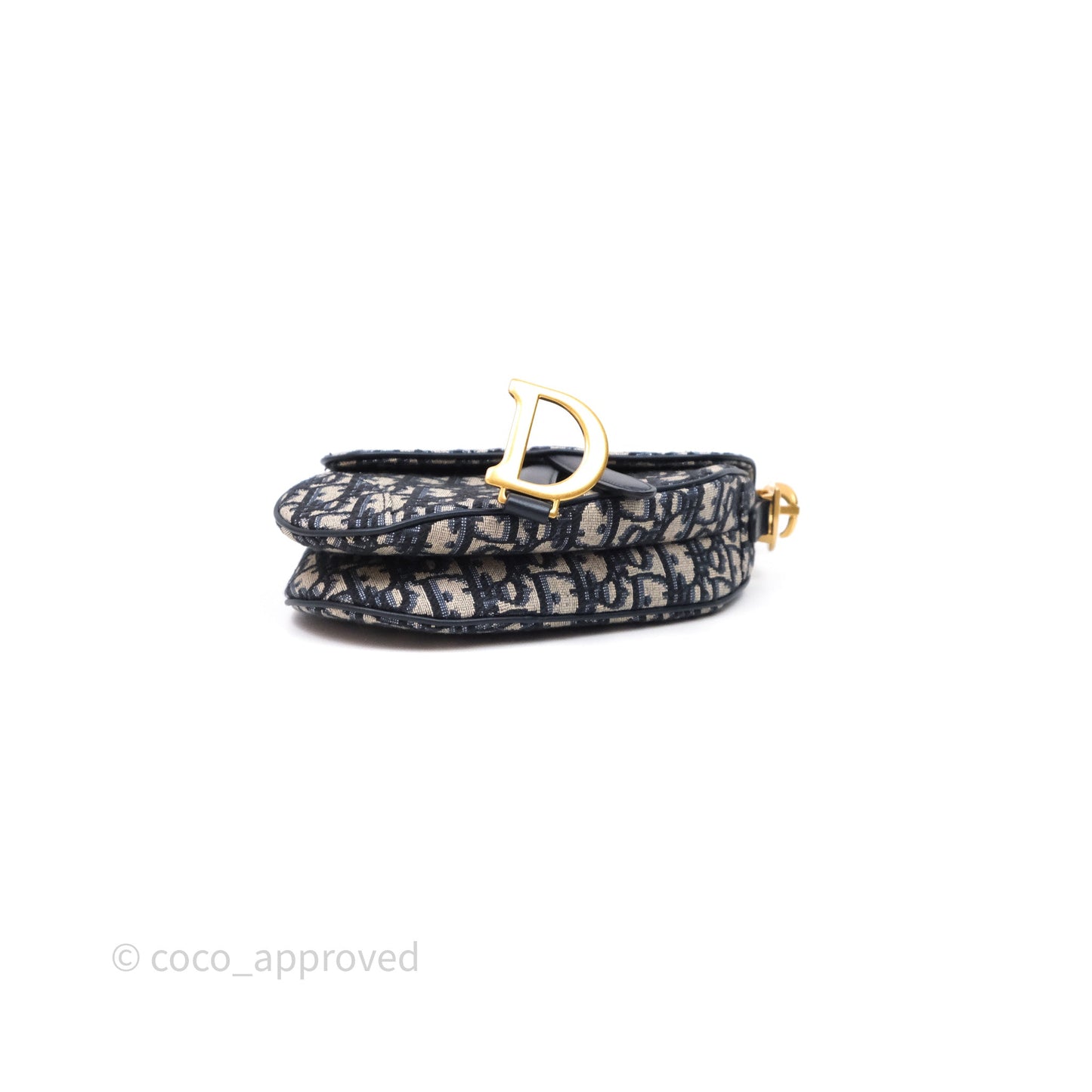 Christian Dior Mini Saddle Bag Blue Oblique Jacquard Gold Hardware