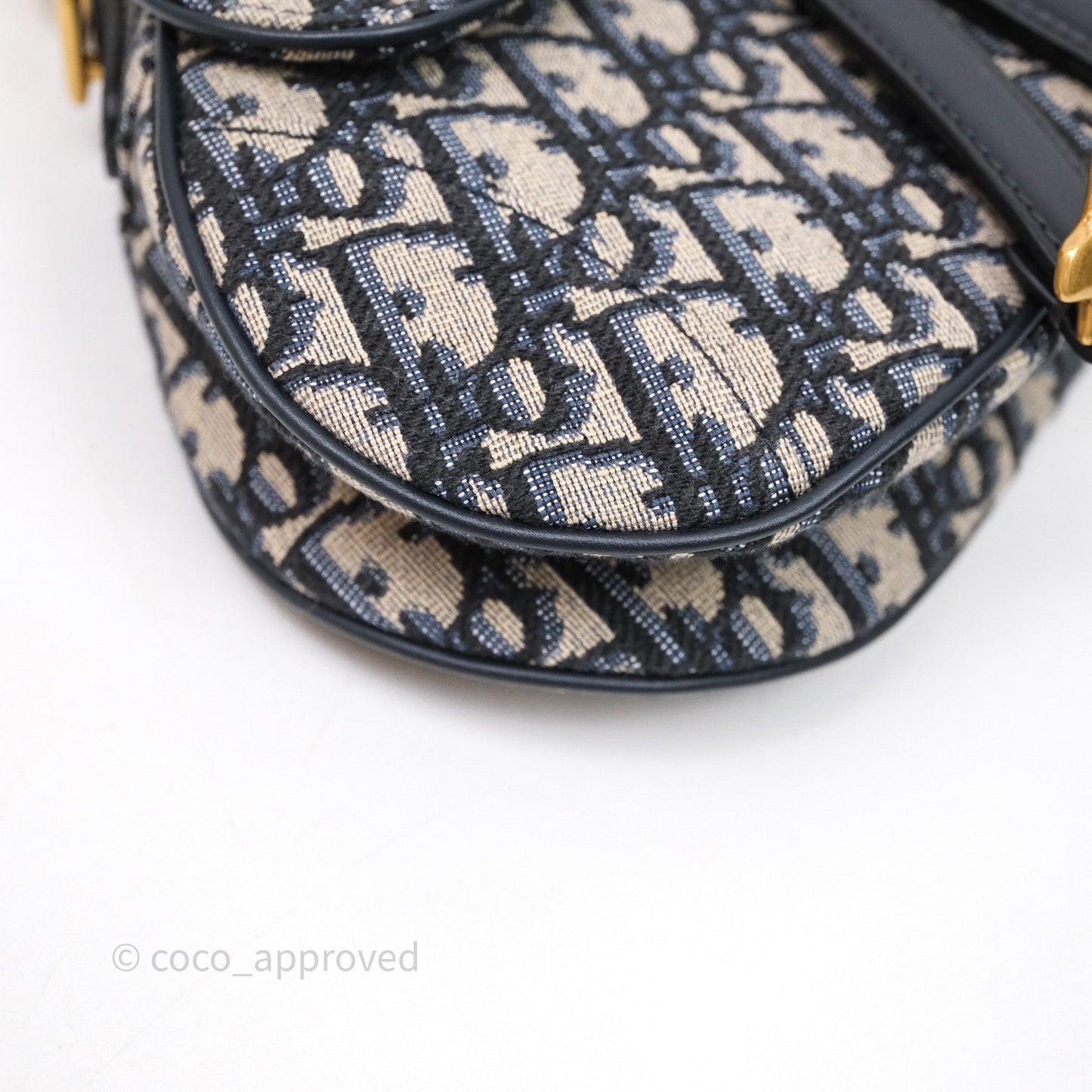 Christian Dior Mini Saddle Bag Blue Oblique Jacquard Gold Hardware