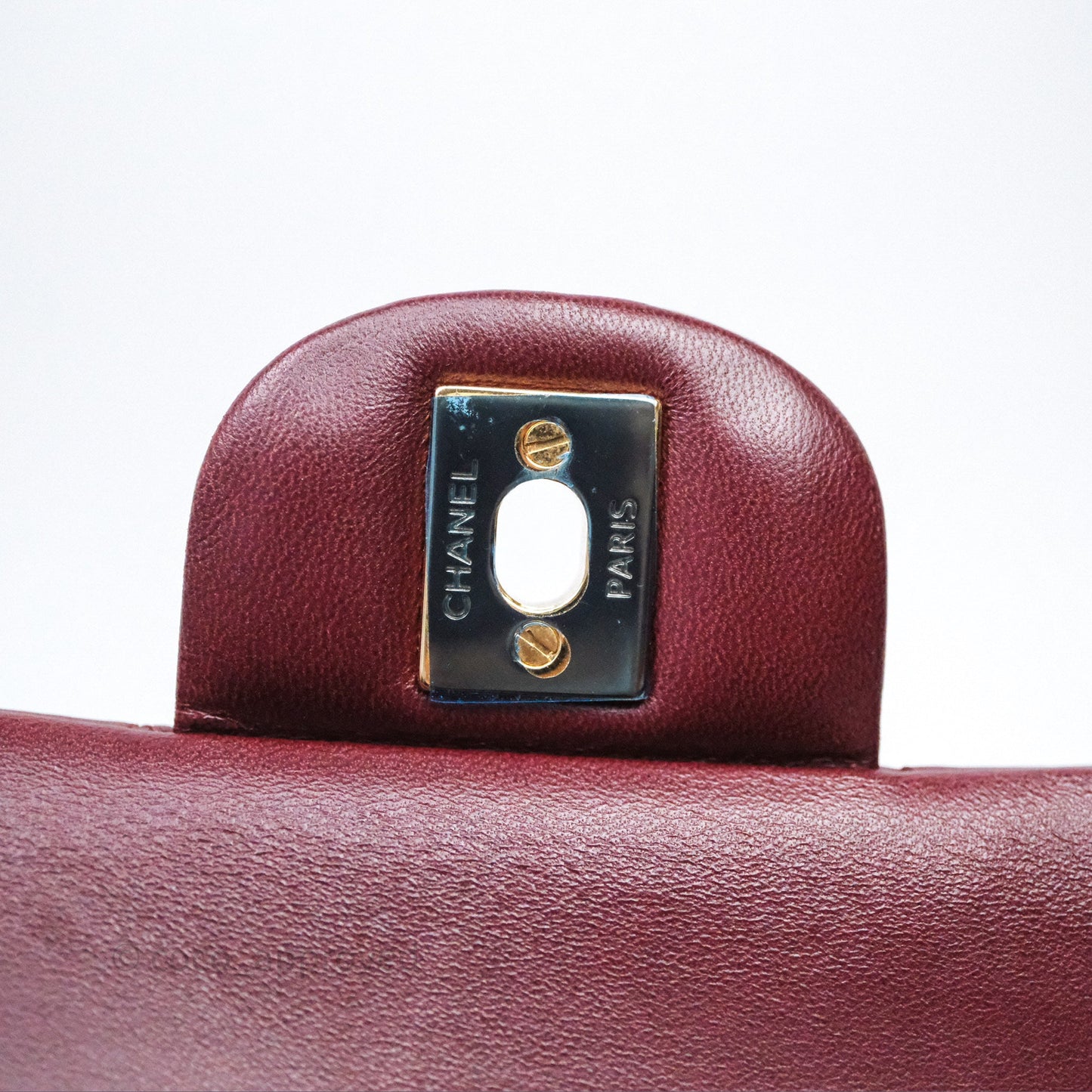Chanel Classic M/L Medium Flap Quilted Burgundy Lambskin Gold Hardware