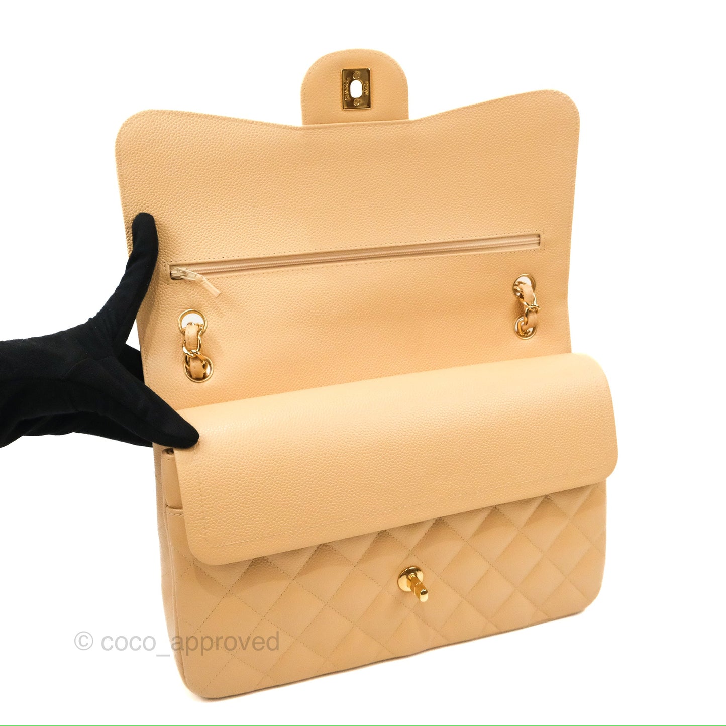 Chanel Jumbo Double Flap Beige Caviar Gold Hardware⁣⁣