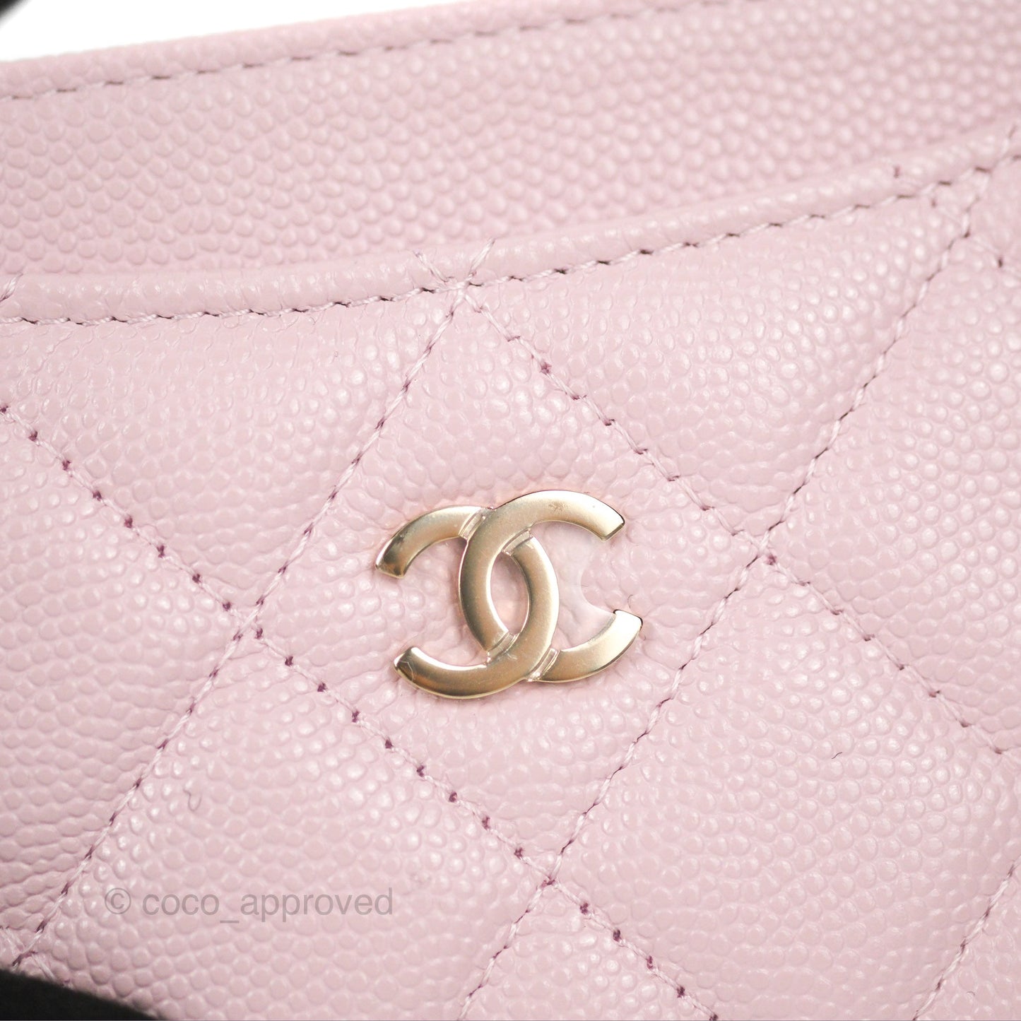 Chanel Classic Flat Card Holder Pink Caviar Gold Hardware