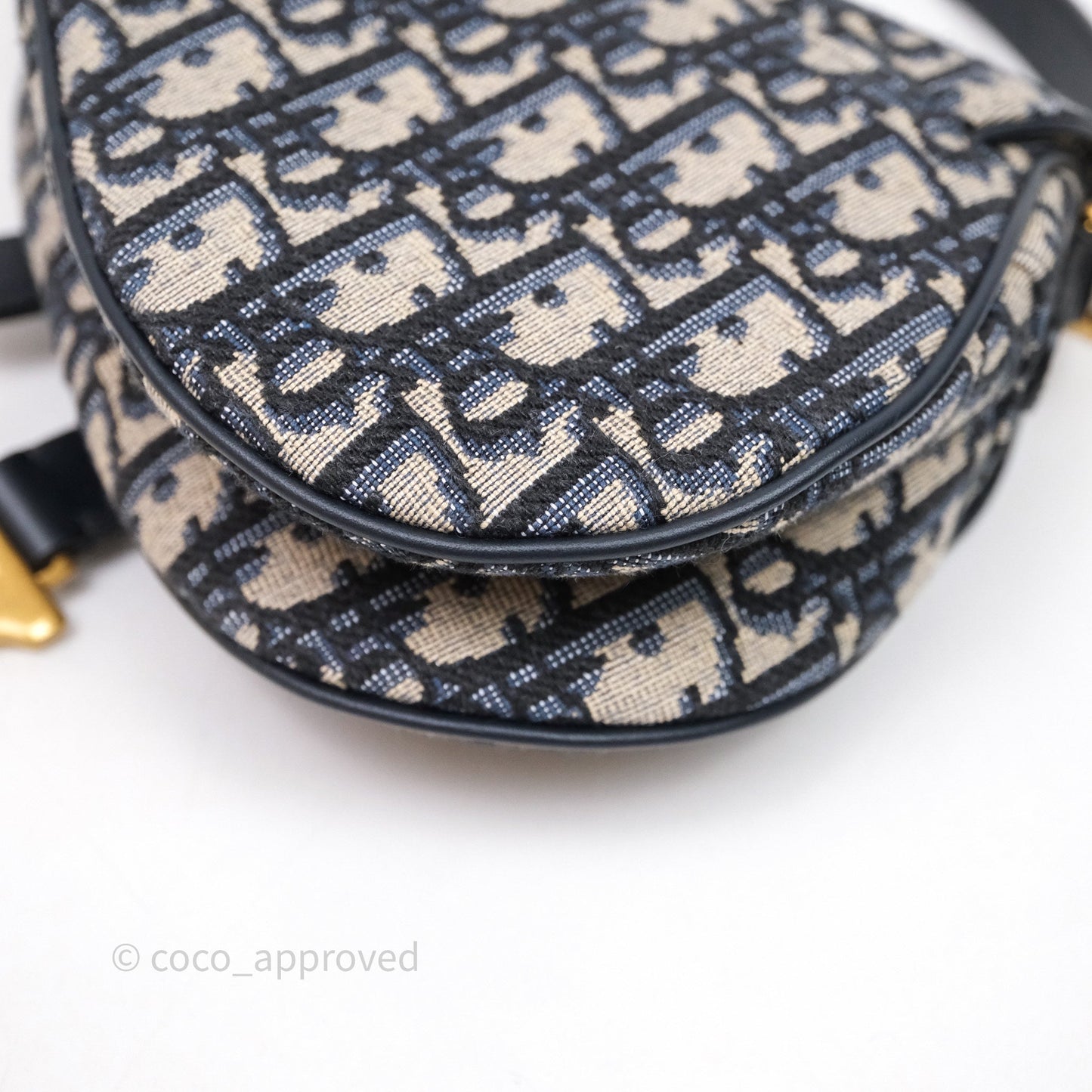 Christian Dior Mini Saddle Bag Blue Oblique Jacquard Gold Hardware