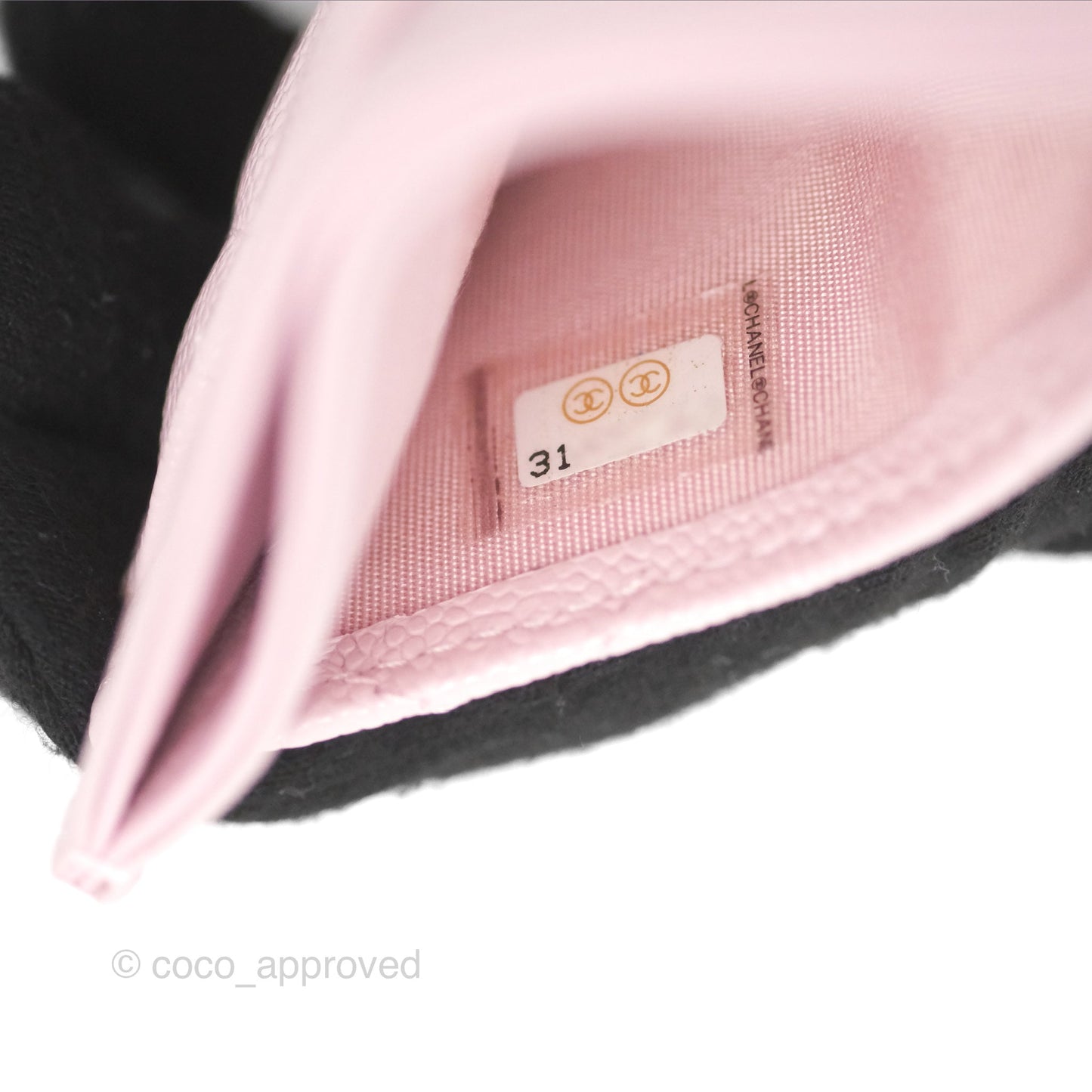 Chanel Classic Flat Card Holder Pink Caviar Gold Hardware