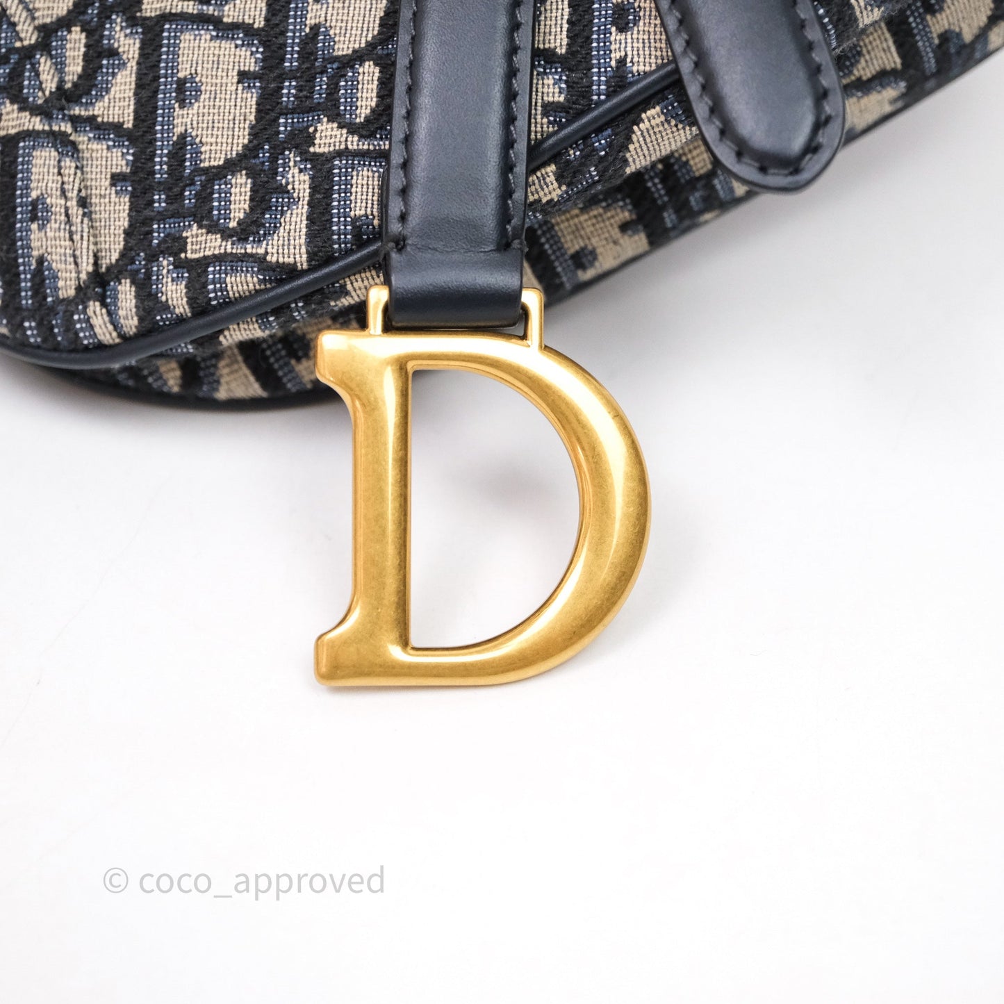 Christian Dior Mini Saddle Bag Blue Oblique Jacquard Gold Hardware