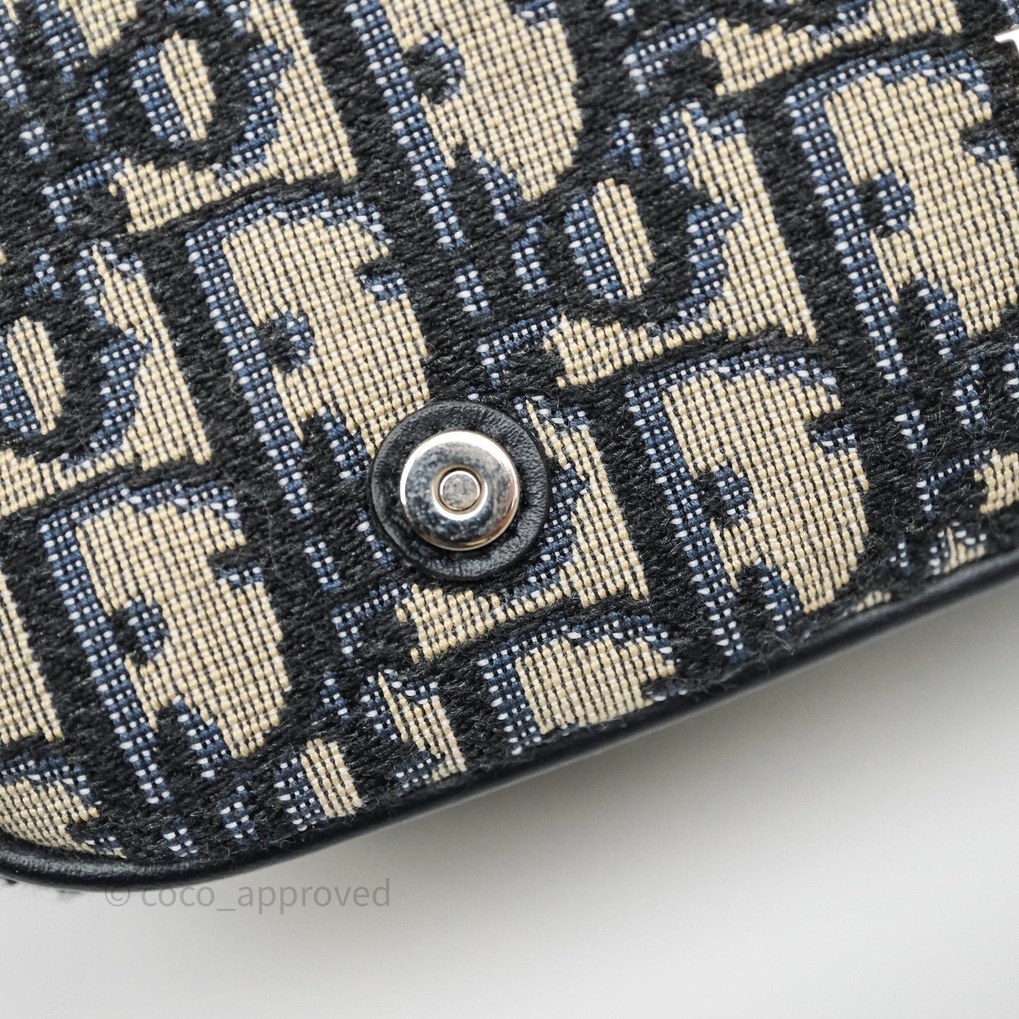 Christian Dior Messenger Bag in Blue Smooth Calfskin and Beige/ Black Dior Oblique Jacquard