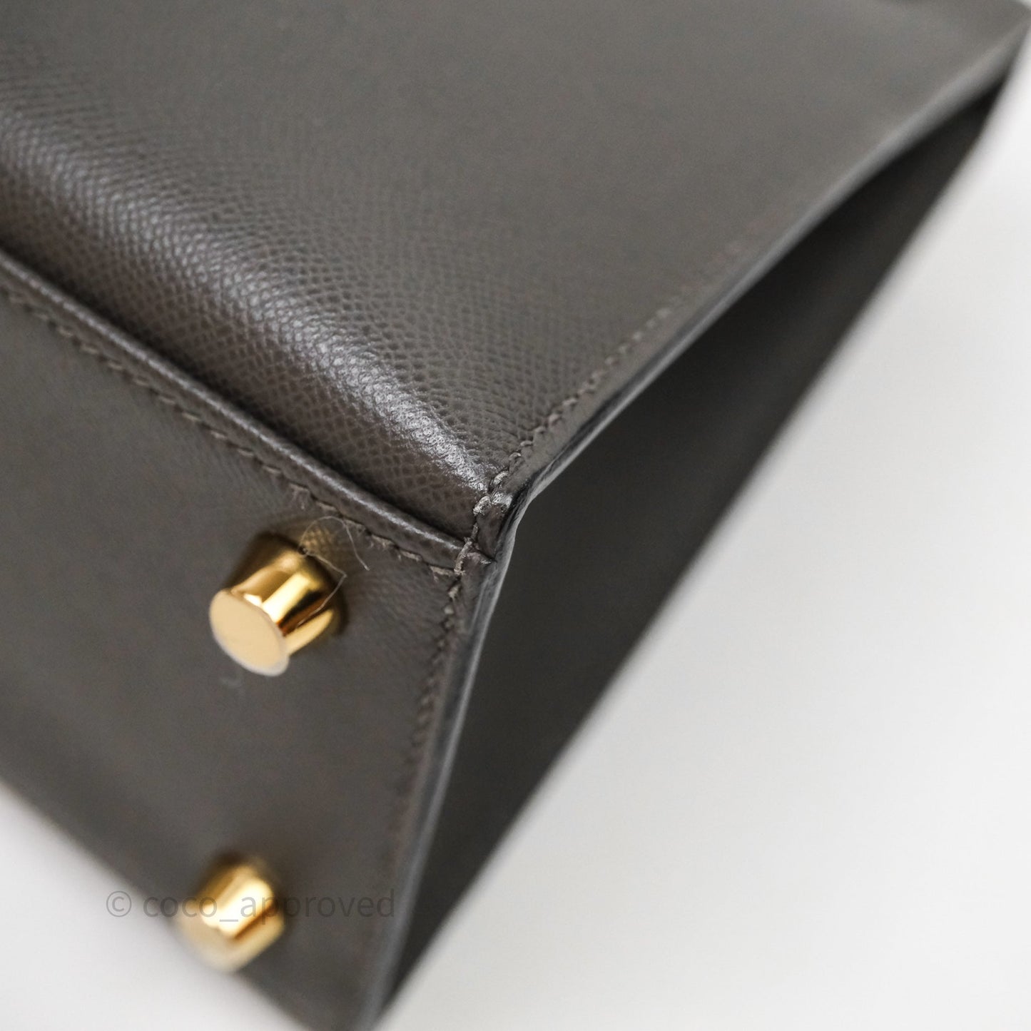 Hermes Kelly 25 Graphite Madame Gold Hardware
