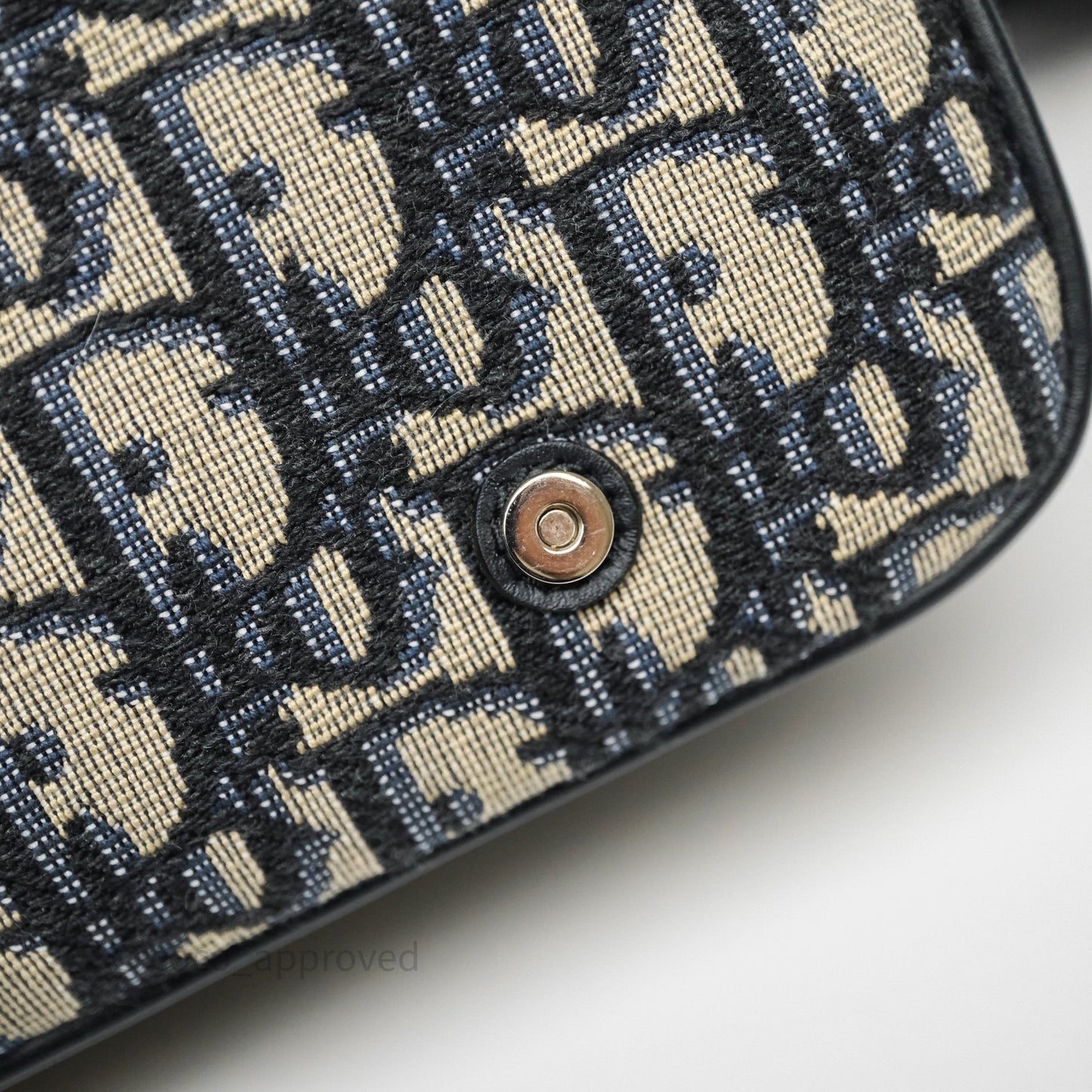 Christian Dior Messenger Bag in Blue Smooth Calfskin and Beige/ Black Dior Oblique Jacquard