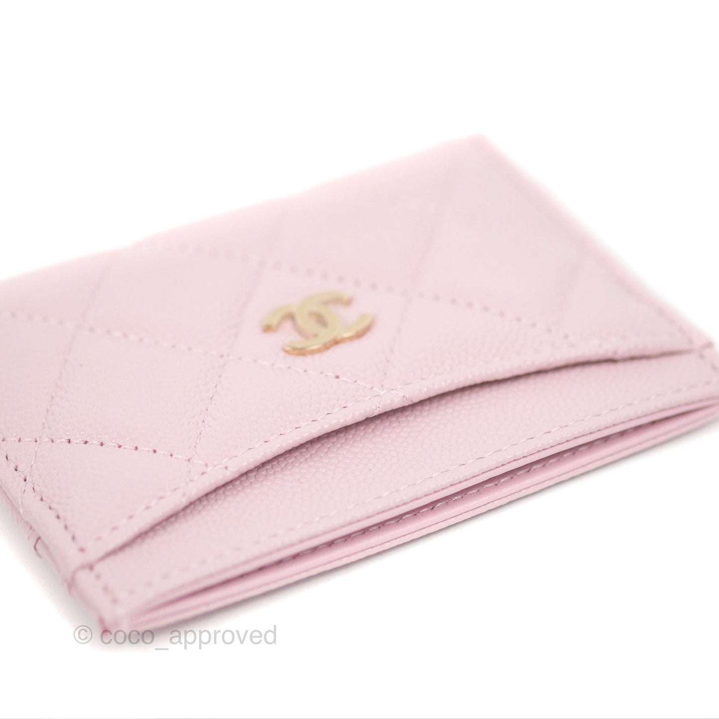 Chanel Classic Flat Card Holder Pink Caviar Gold Hardware