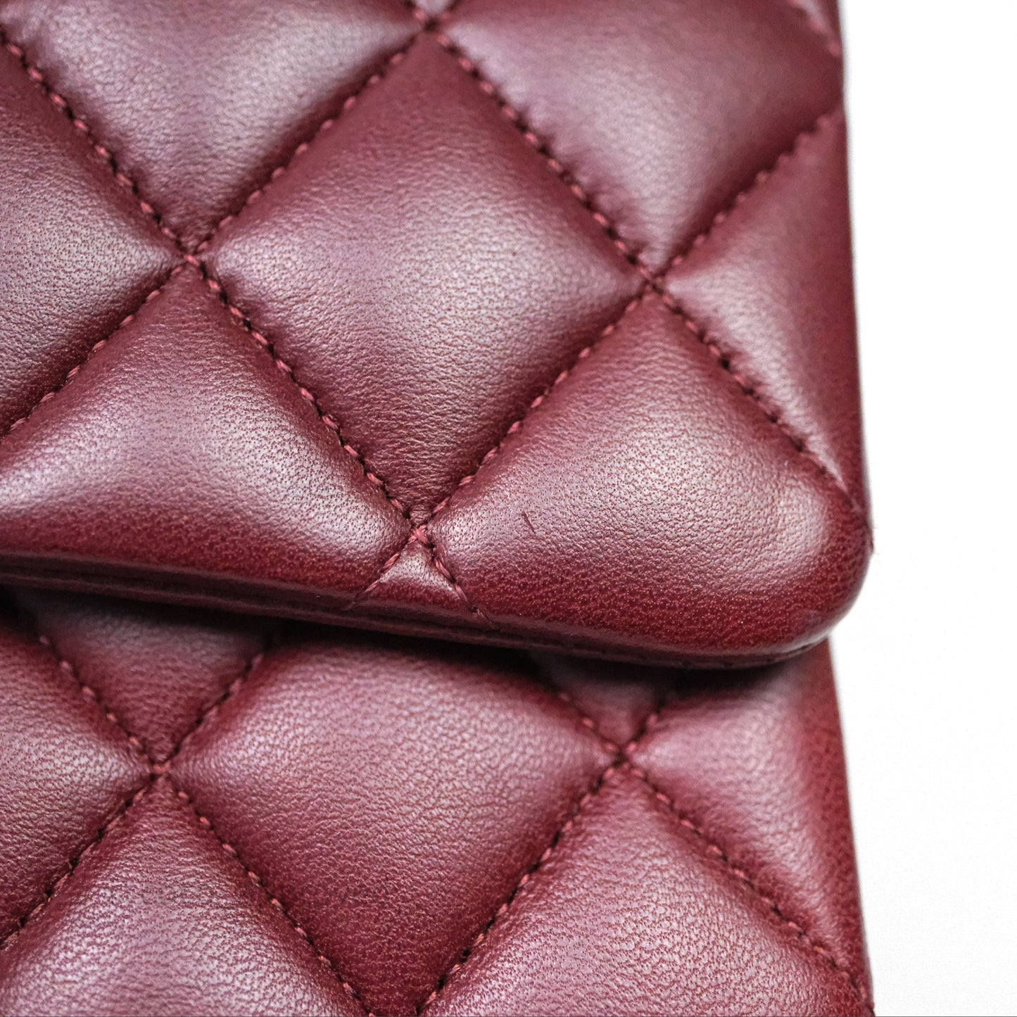 Chanel Classic M/L Medium Flap Quilted Burgundy Lambskin Gold Hardware