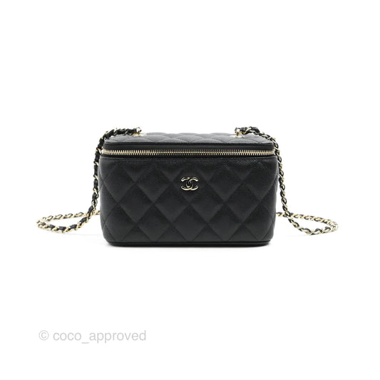 Chanel Classic Vanity with Chain Black Caviar Gold Hardware