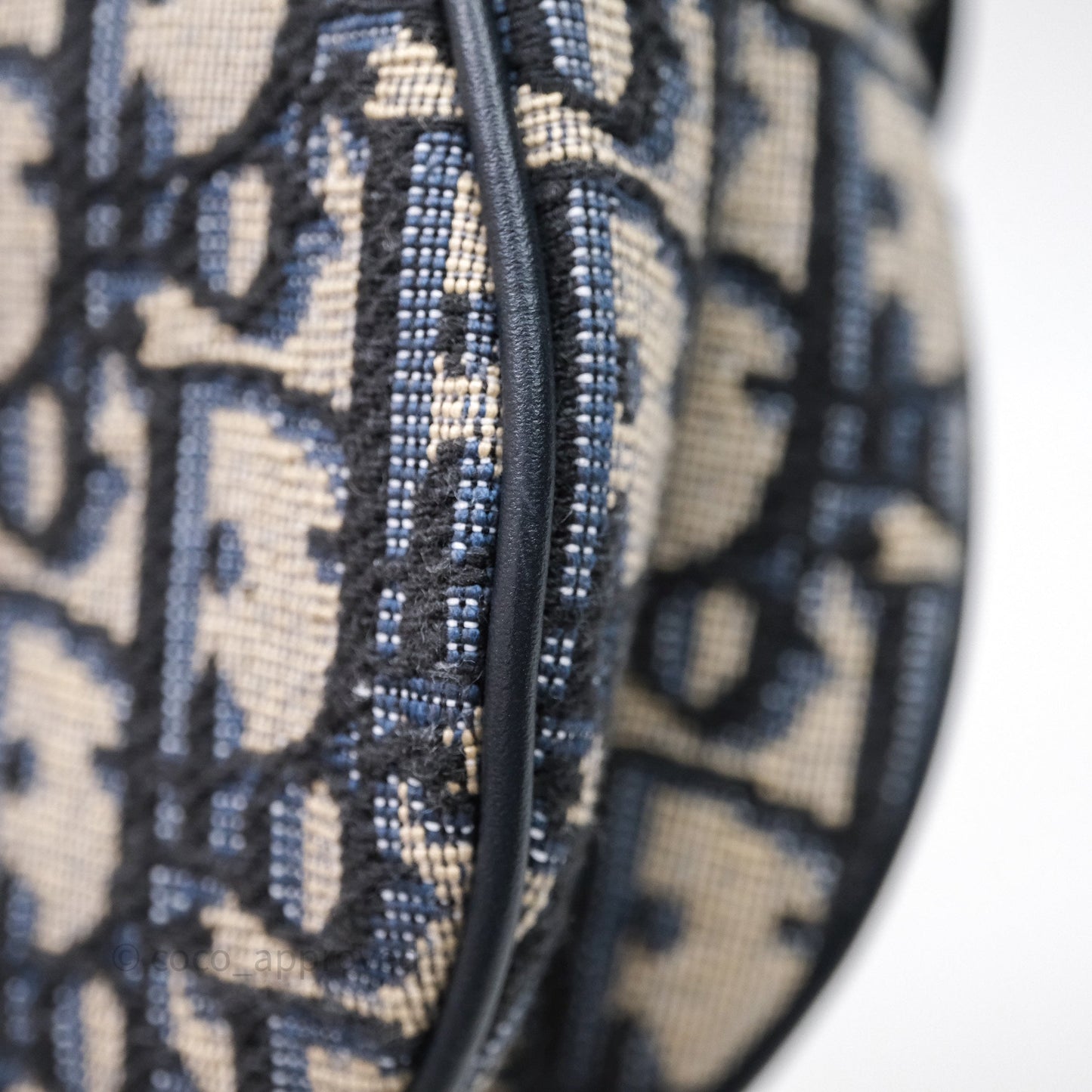 Christian Dior Mini Saddle Bag Blue Oblique Jacquard Gold Hardware