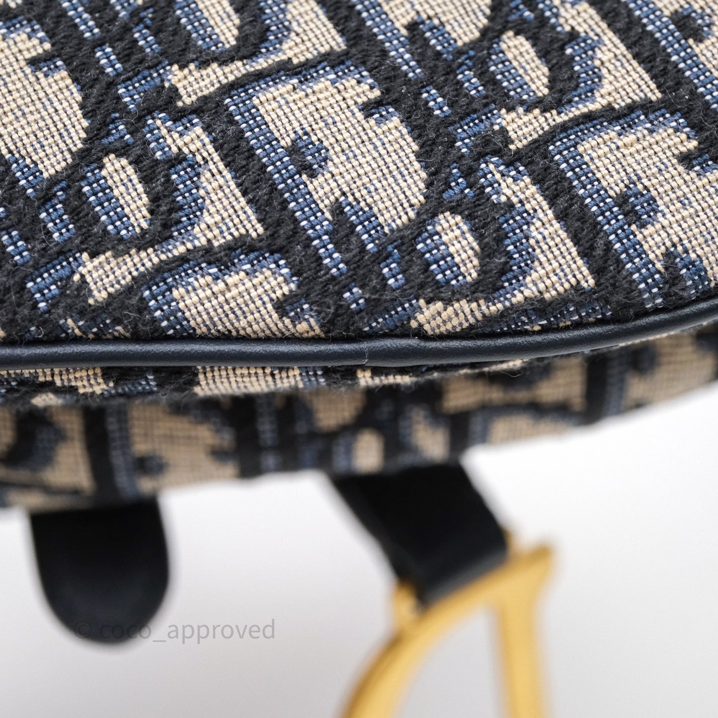 Christian Dior Mini Saddle Bag Blue Oblique Jacquard Gold Hardware