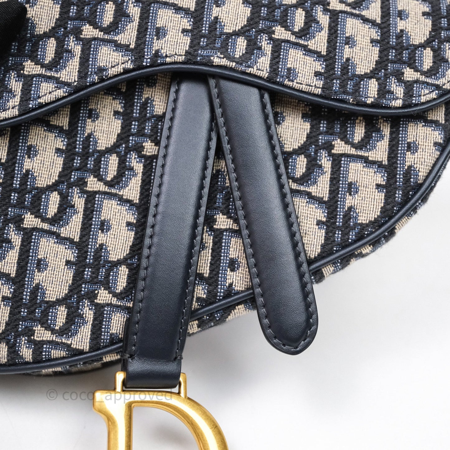 Christian Dior Mini Saddle Bag Blue Oblique Jacquard Gold Hardware