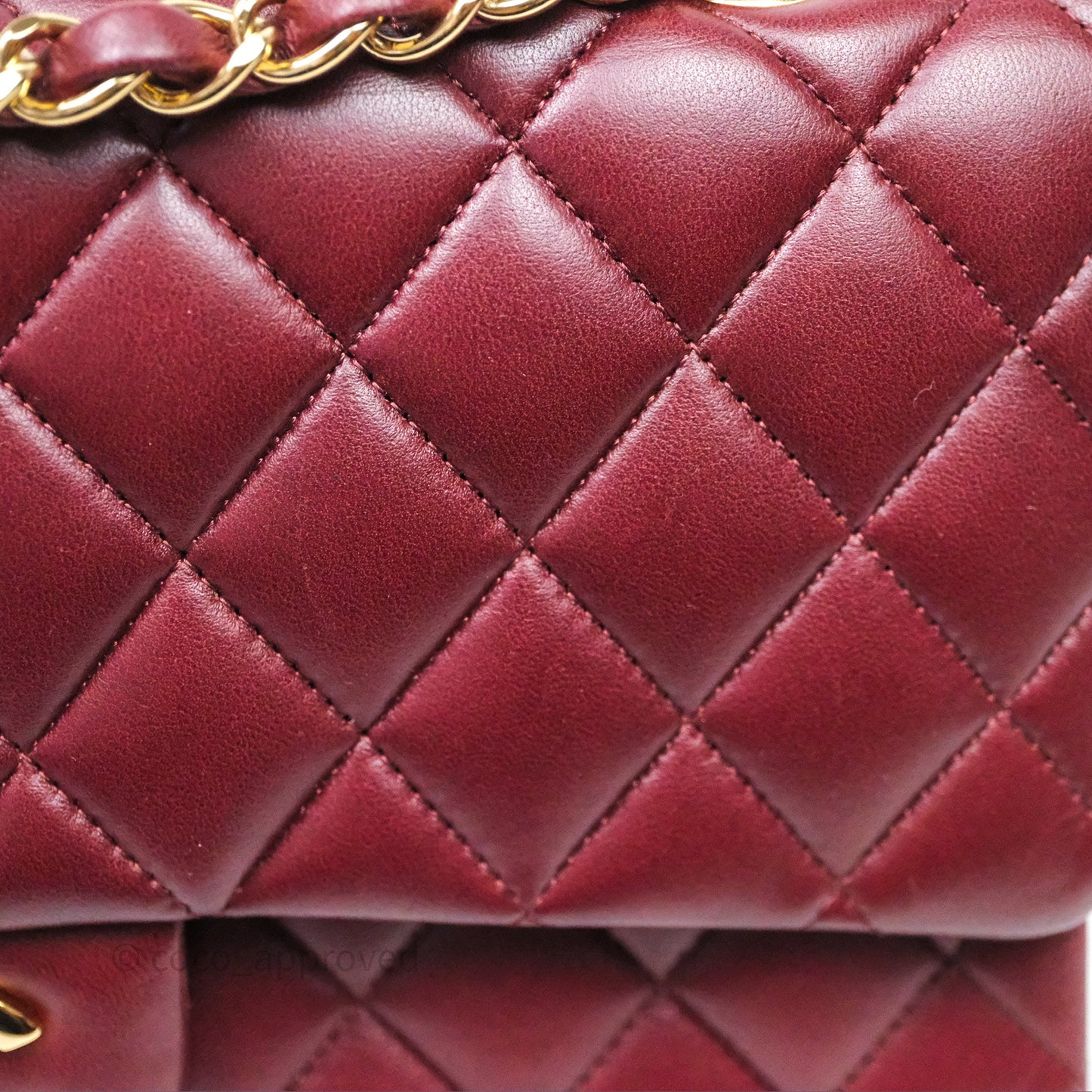 Chanel Classic M/L Medium Flap Quilted Burgundy Lambskin Gold Hardware