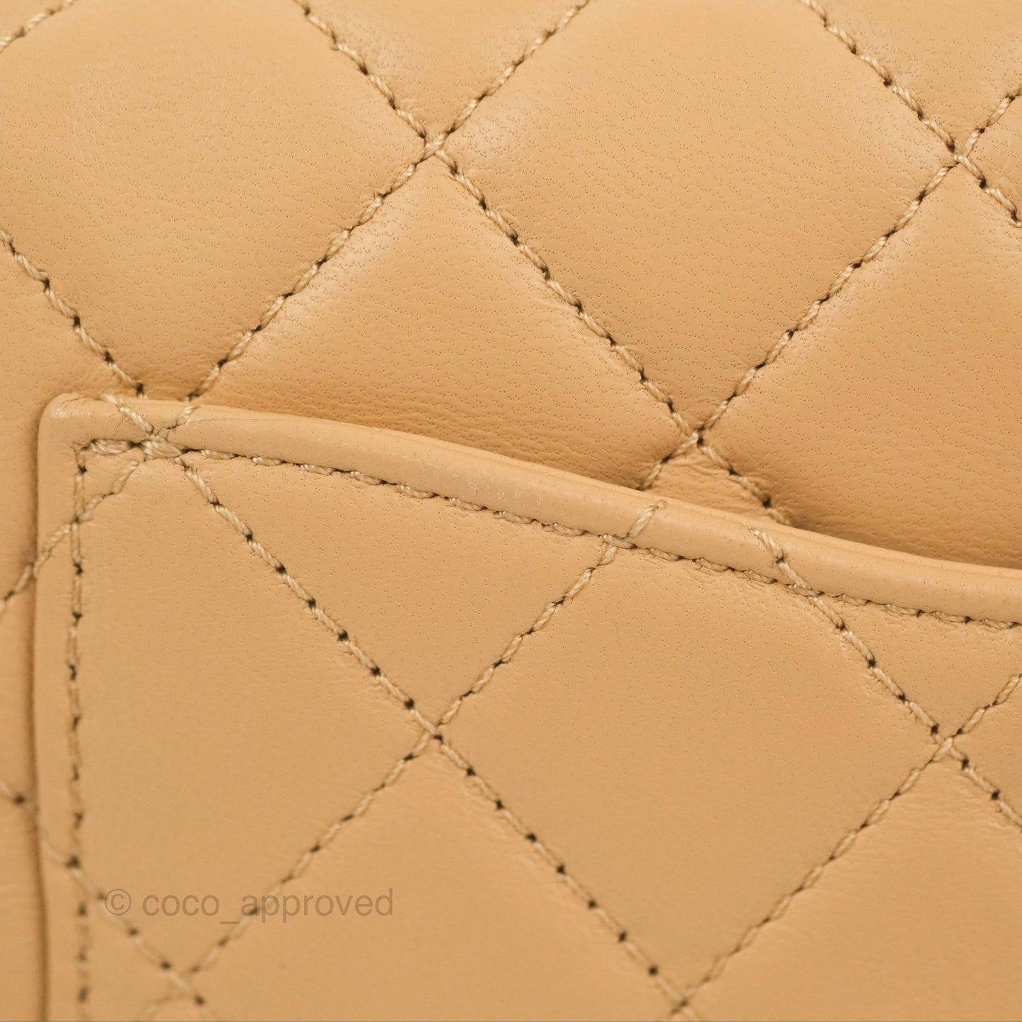 Chanel Mini Square Pearl Crush Beige Lambskin Aged Gold Hardware
