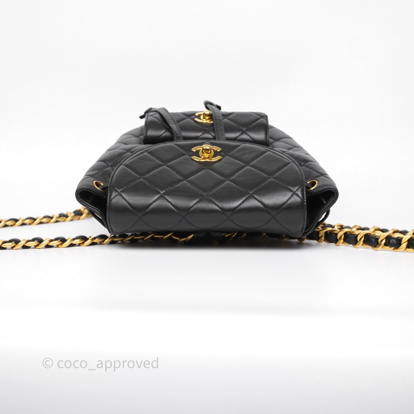 Chanel Vintage CC Duma Backpack Black Lambskin 24K Gold Hardware