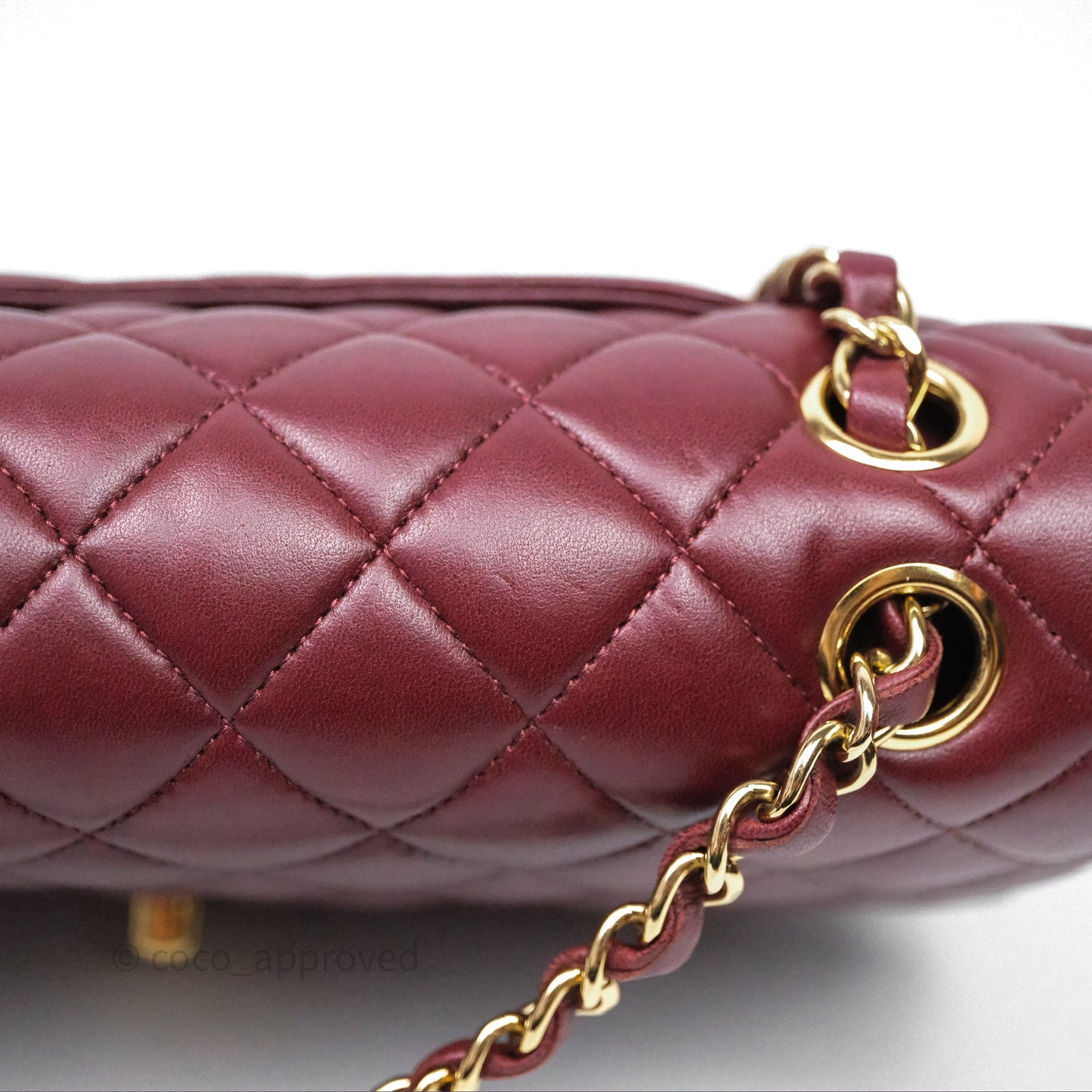 Chanel Classic M/L Medium Flap Quilted Burgundy Lambskin Gold Hardware