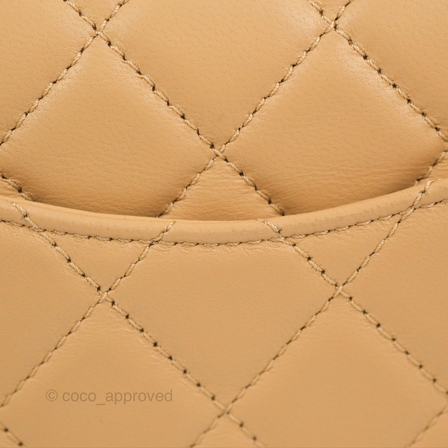 Chanel Mini Square Pearl Crush Beige Lambskin Aged Gold Hardware