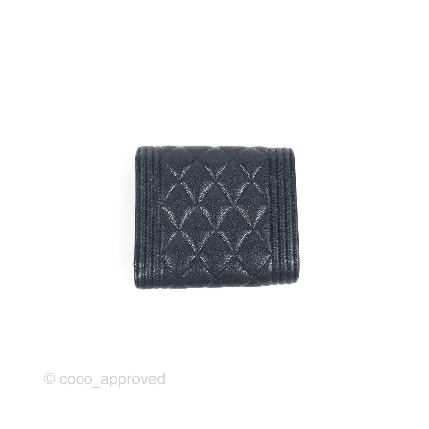 Chanel Boy Short Flap Wallet Navy Caviar Gold Hardware