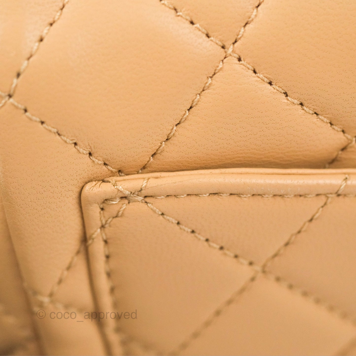 Chanel Mini Square Pearl Crush Beige Lambskin Aged Gold Hardware