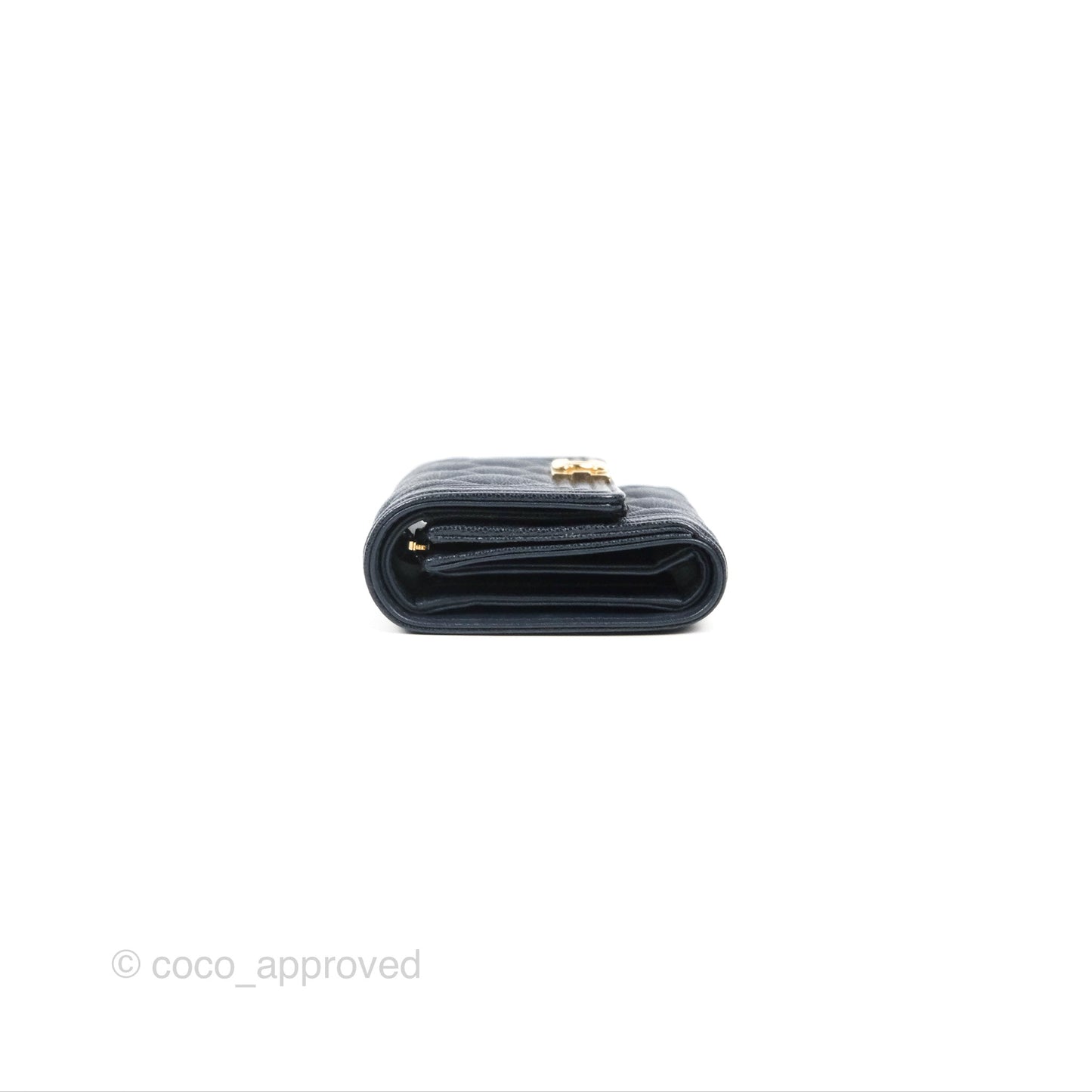 Chanel Boy Short Flap Wallet Navy Caviar Gold Hardware