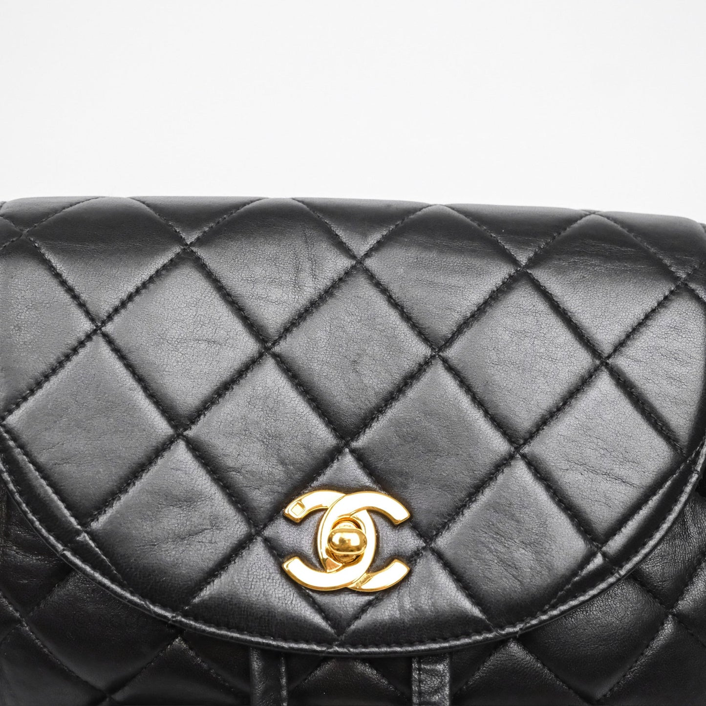 Chanel Vintage CC Duma Backpack Black Lambskin 24K Gold Hardware