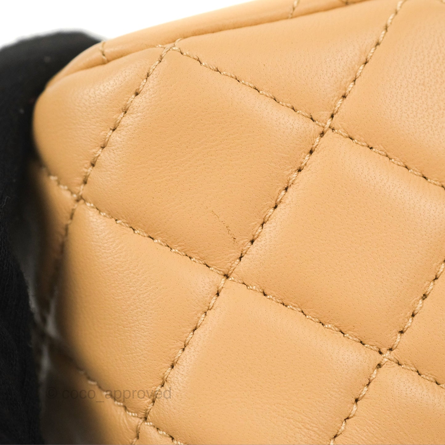 Chanel Mini Square Pearl Crush Beige Lambskin Aged Gold Hardware