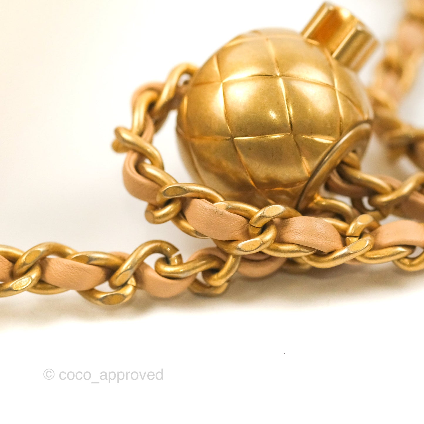 Chanel Mini Square Pearl Crush Beige Lambskin Aged Gold Hardware