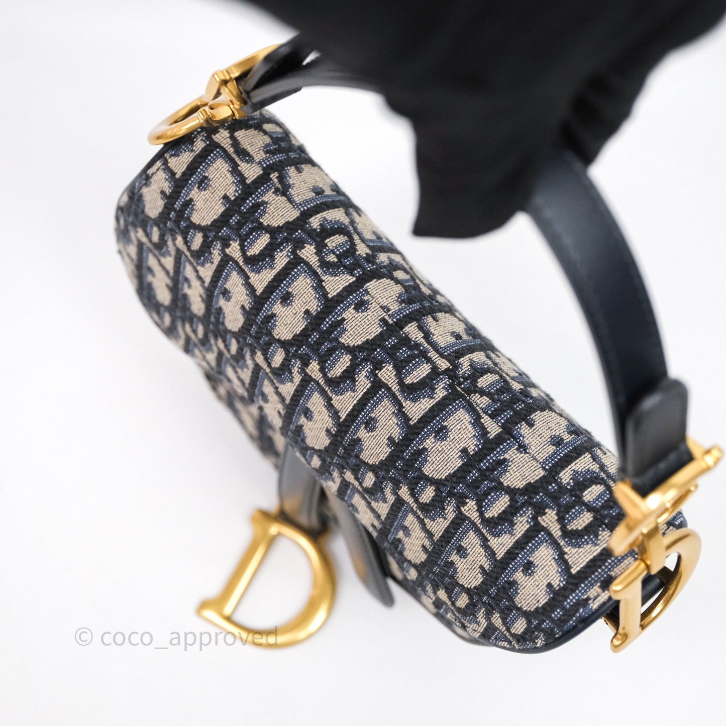 Christian Dior Mini Saddle Bag Blue Oblique Jacquard Gold Hardware