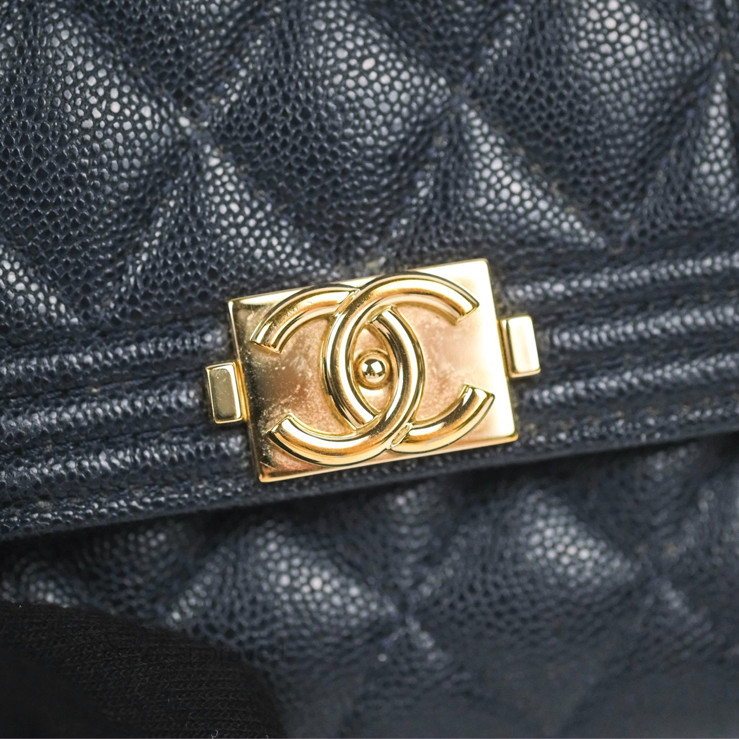 Chanel Boy Short Flap Wallet Navy Caviar Gold Hardware