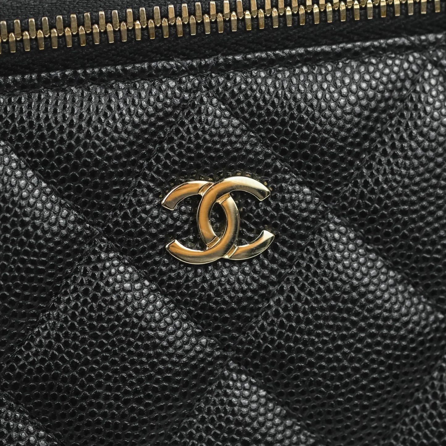 Chanel Classic Vanity with Chain Black Caviar Gold Hardware