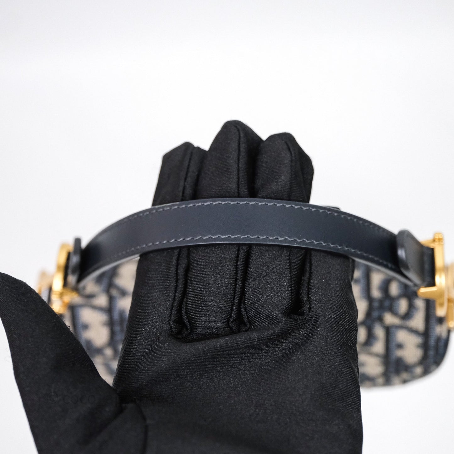Christian Dior Mini Saddle Bag Blue Oblique Jacquard Gold Hardware