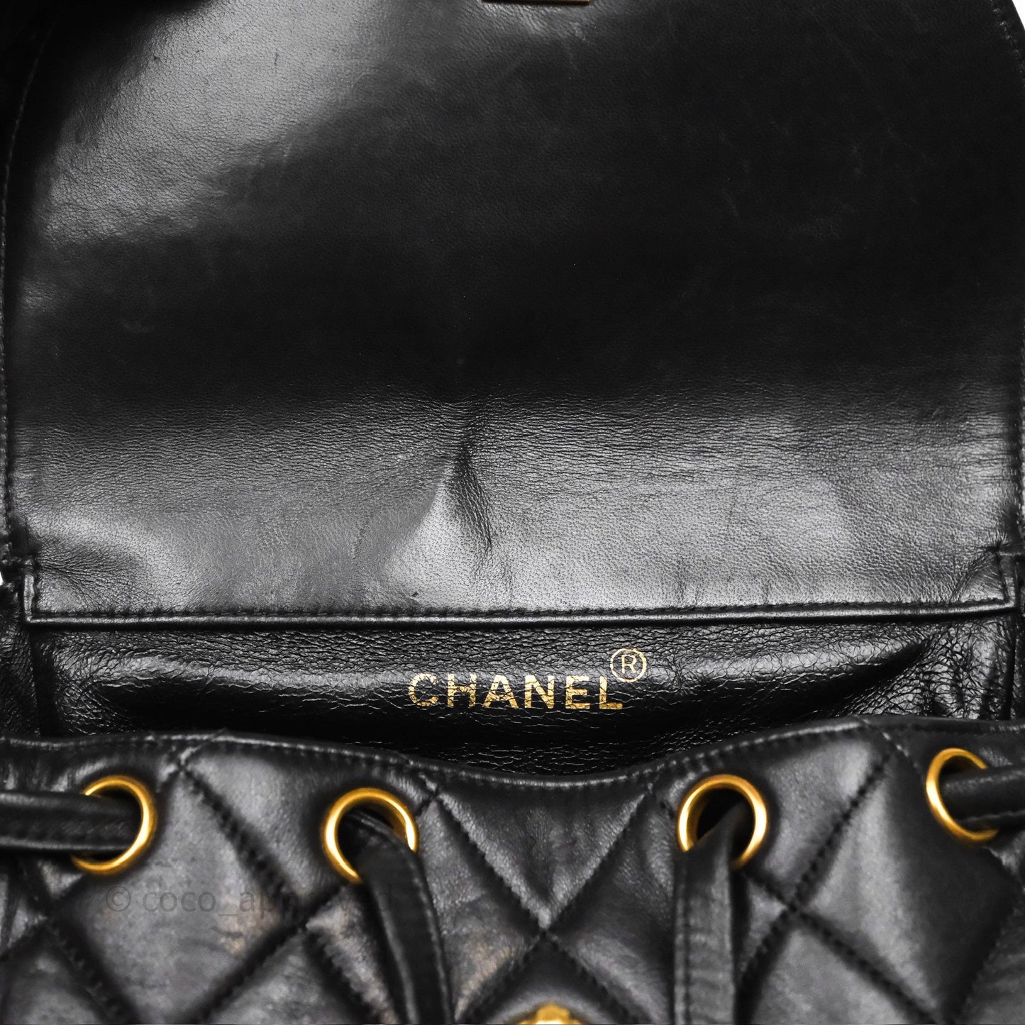 Chanel Vintage CC Duma Backpack Black Lambskin 24K Gold Hardware