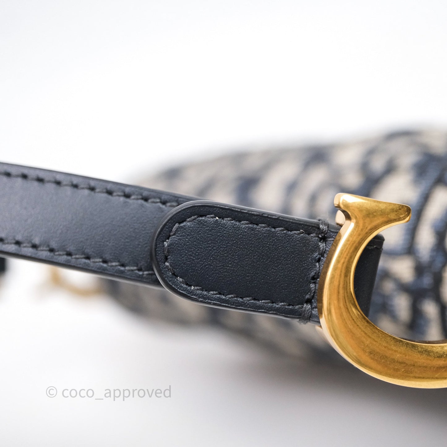 Christian Dior Mini Saddle Bag Blue Oblique Jacquard Gold Hardware