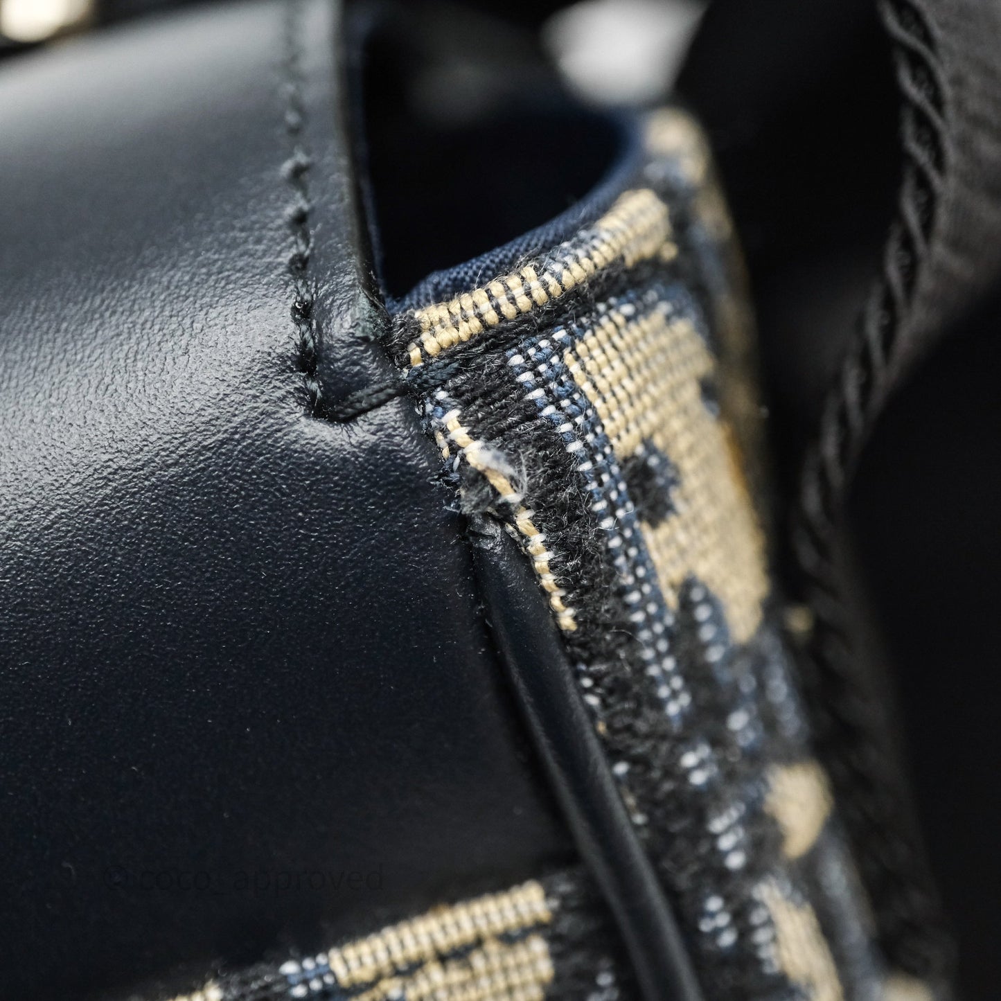 Christian Dior Messenger Bag in Blue Smooth Calfskin and Beige/ Black Dior Oblique Jacquard