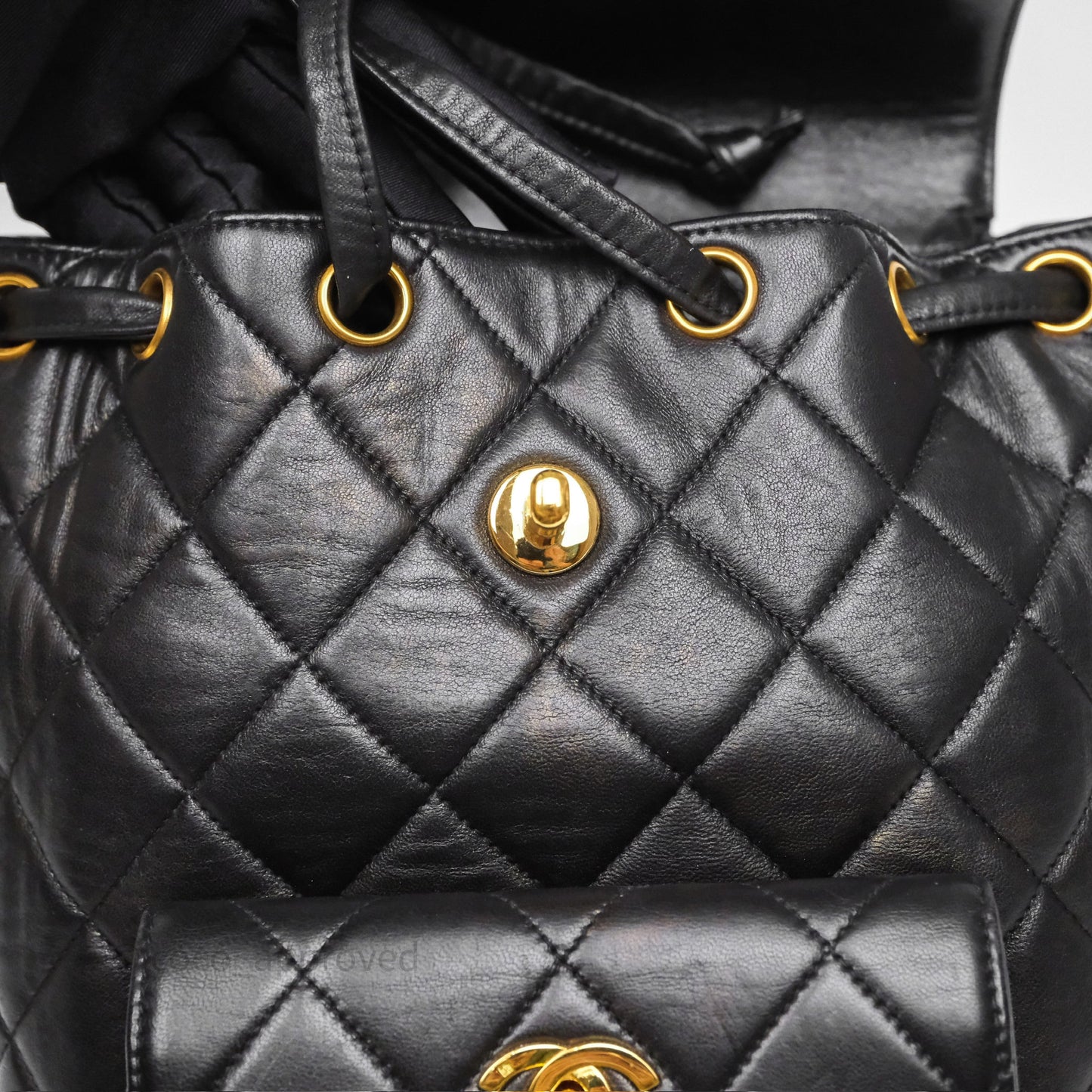 Chanel Vintage CC Duma Backpack Black Lambskin 24K Gold Hardware