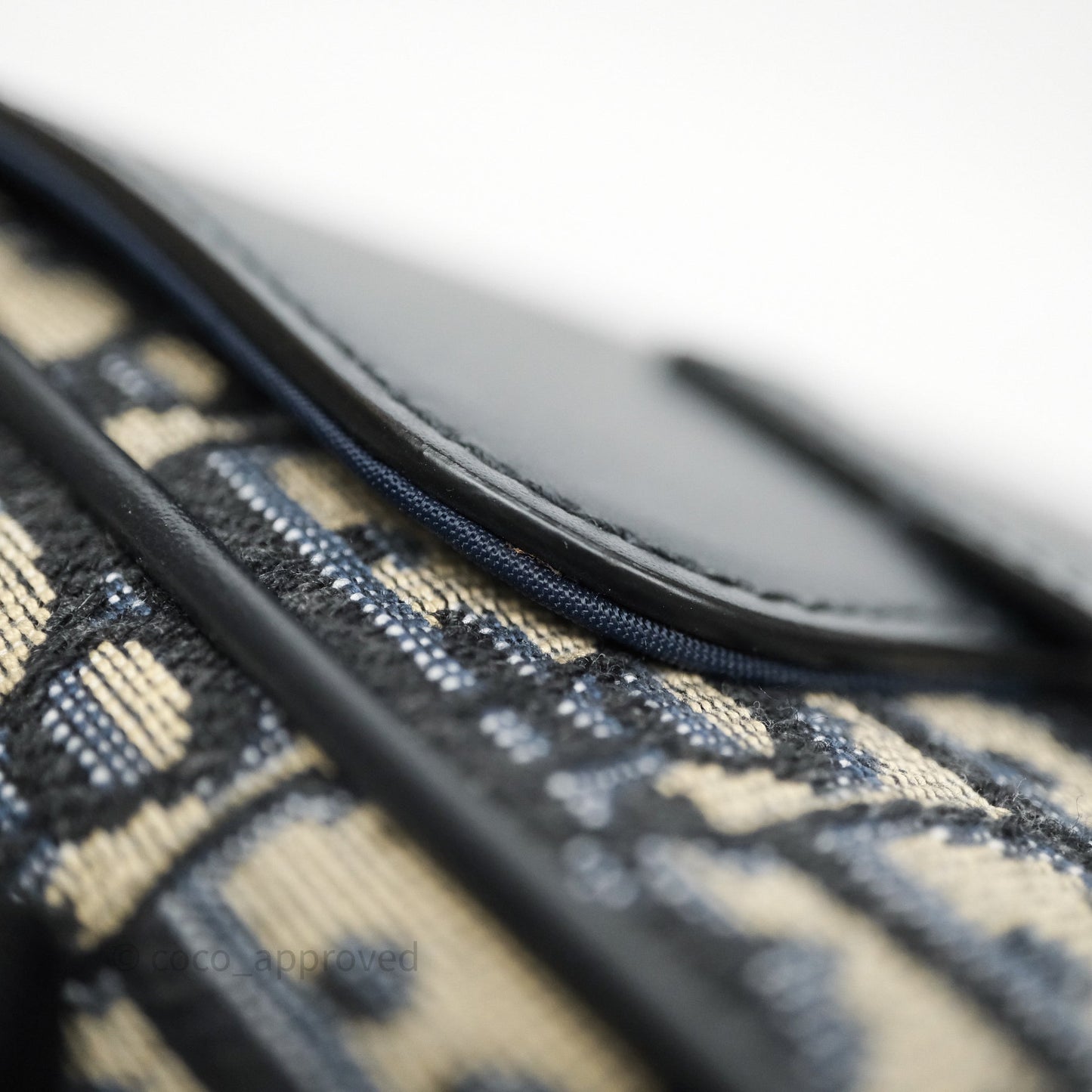 Christian Dior Messenger Bag in Blue Smooth Calfskin and Beige/ Black Dior Oblique Jacquard