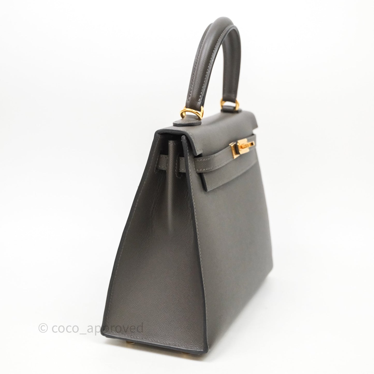 Hermes Kelly 25 Graphite Madame Gold Hardware
