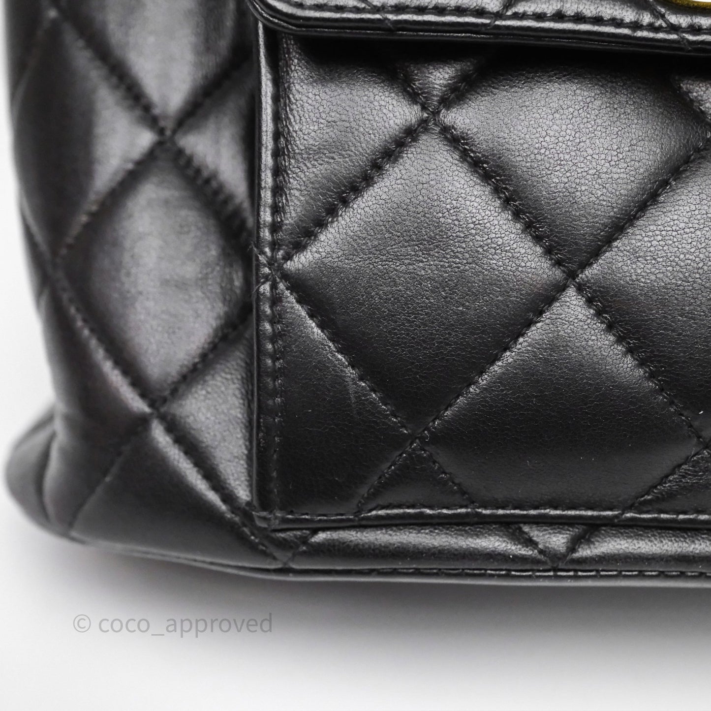 Chanel Vintage CC Duma Backpack Black Lambskin 24K Gold Hardware