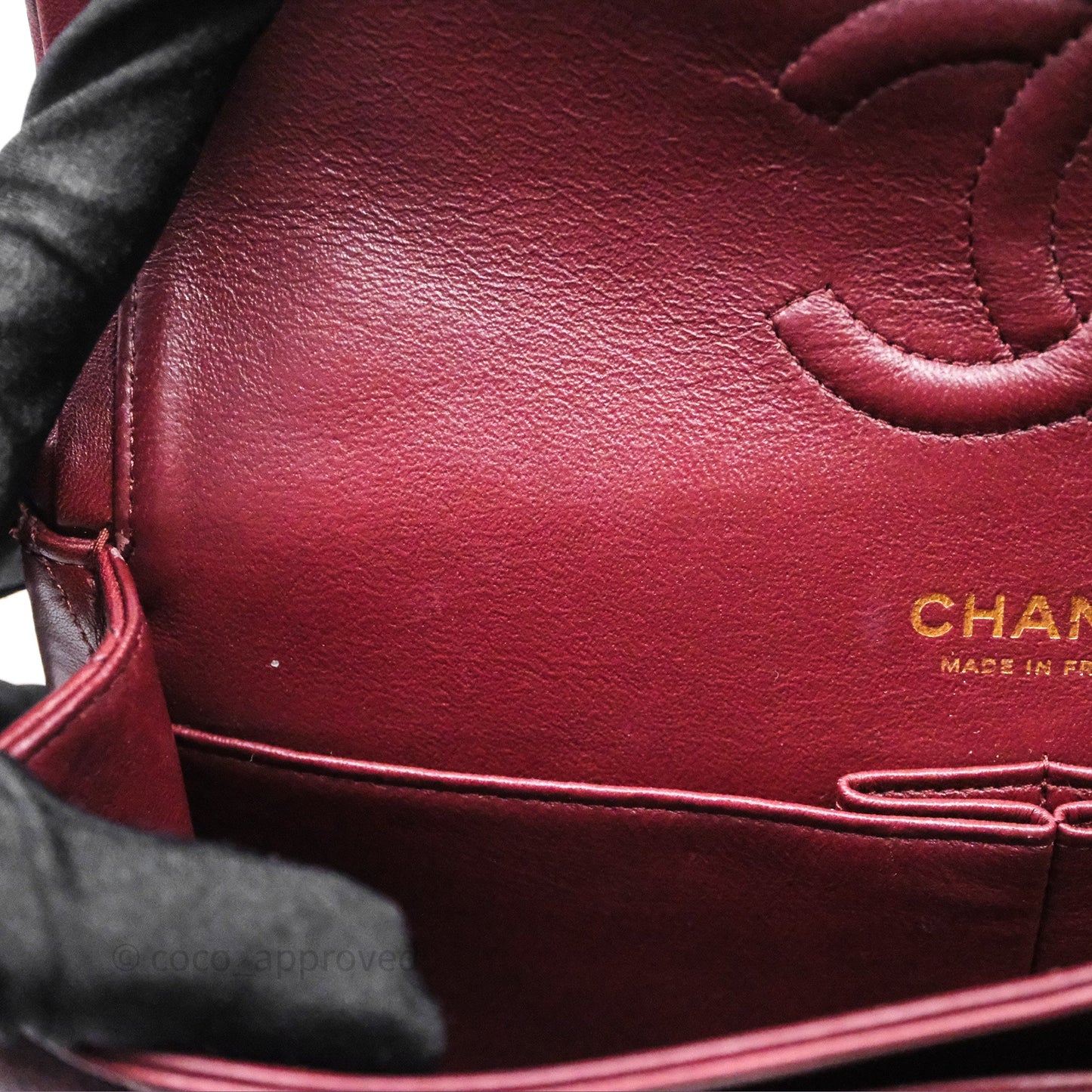 Chanel Classic M/L Medium Flap Quilted Burgundy Lambskin Gold Hardware