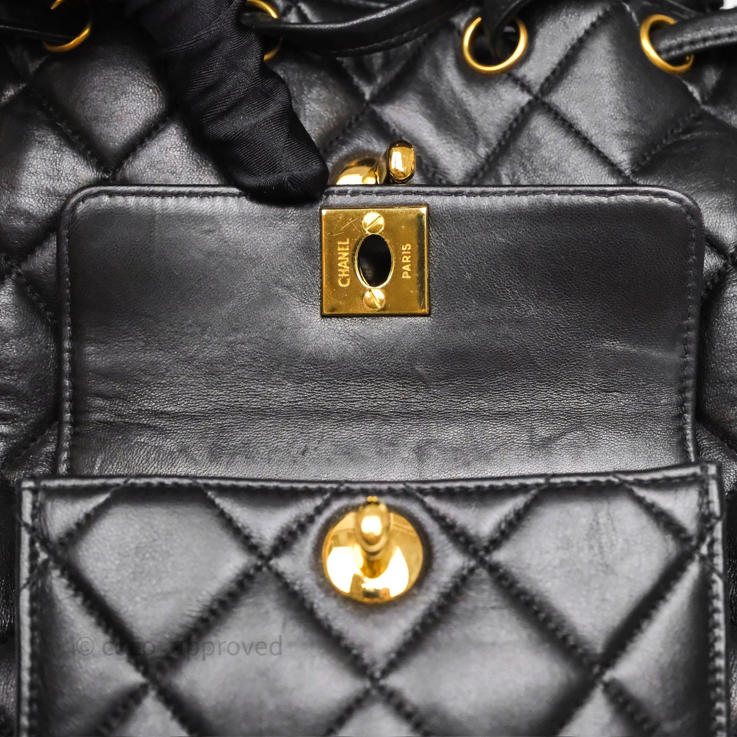 Chanel Vintage CC Duma Backpack Black Lambskin 24K Gold Hardware