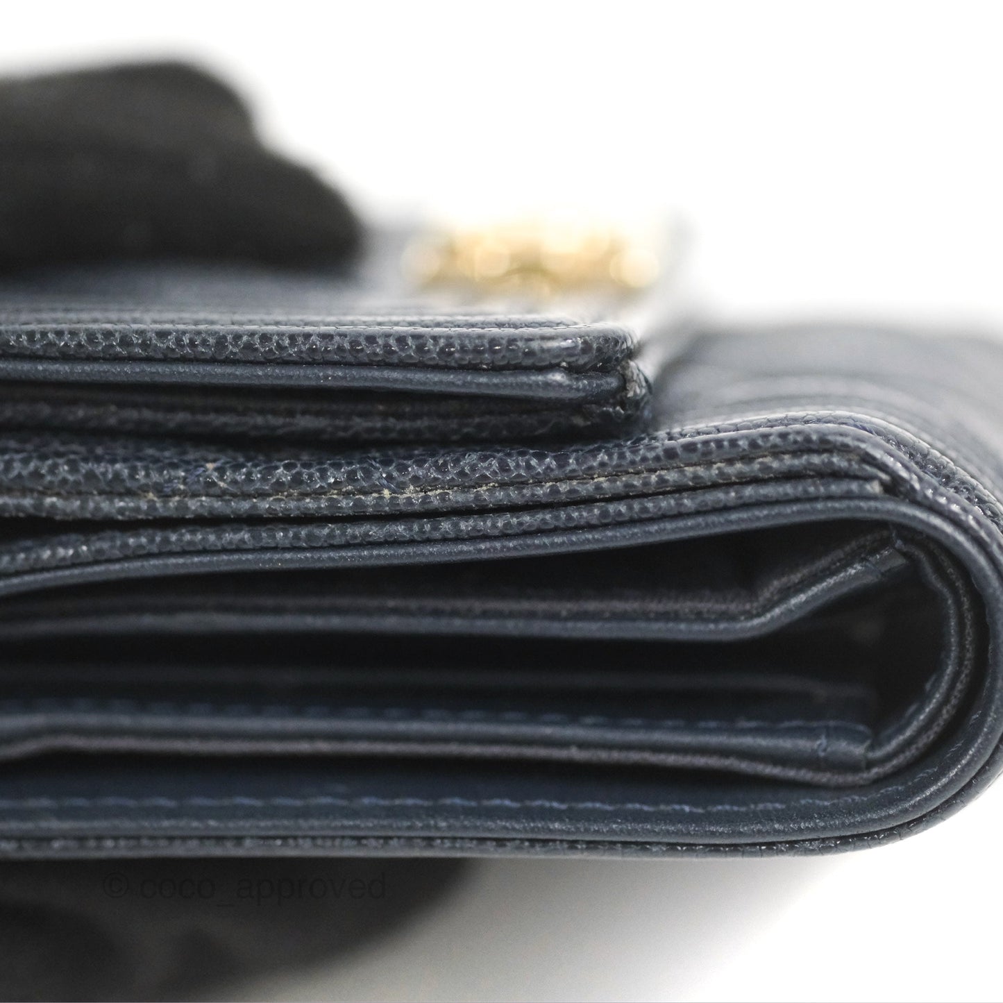 Chanel Boy Short Flap Wallet Navy Caviar Gold Hardware