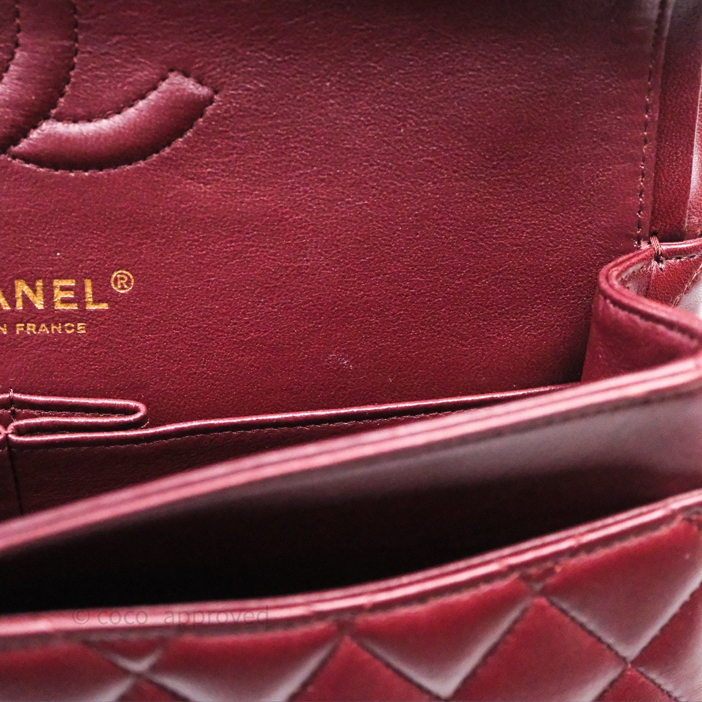 Chanel Classic M/L Medium Flap Quilted Burgundy Lambskin Gold Hardware
