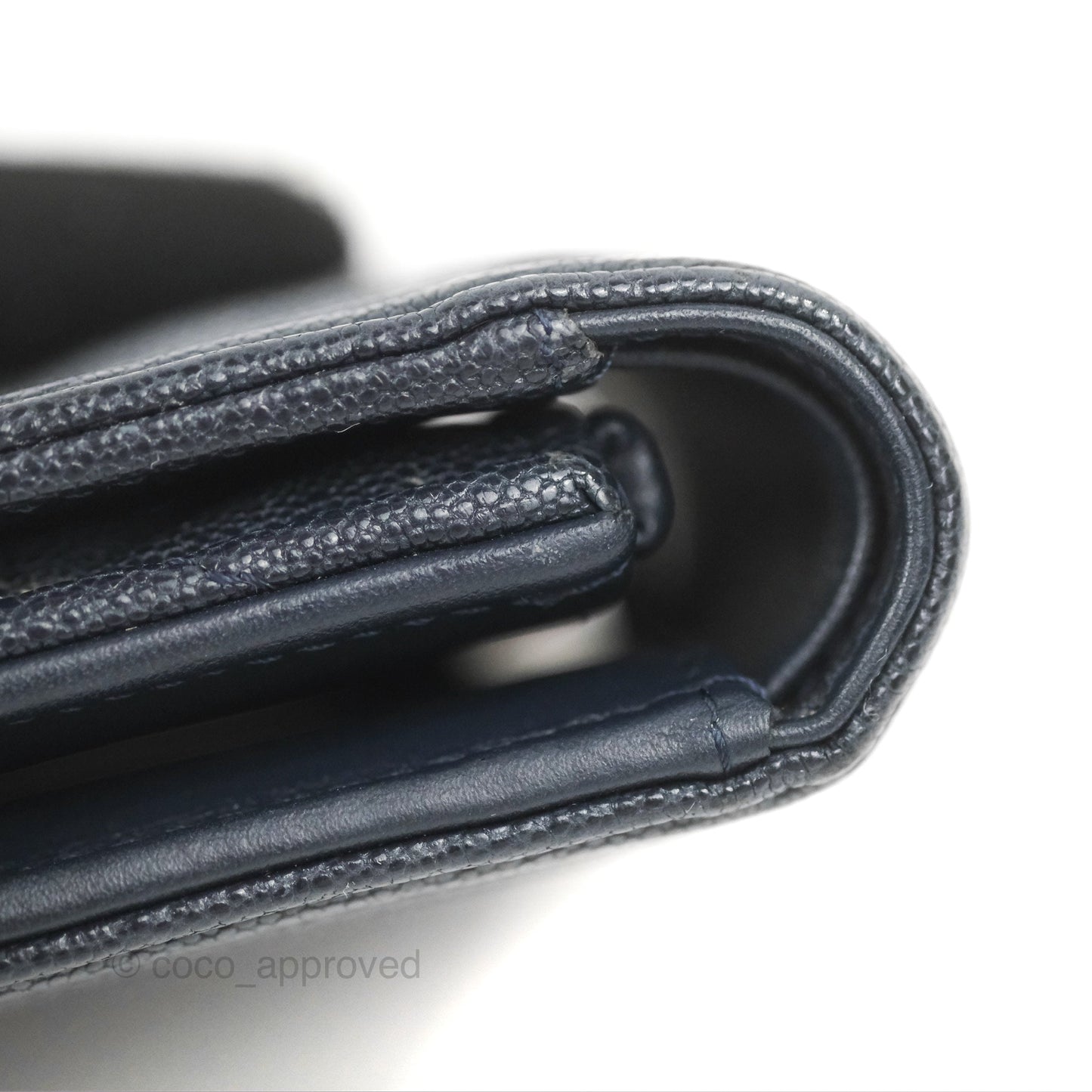 Chanel Boy Short Flap Wallet Navy Caviar Gold Hardware