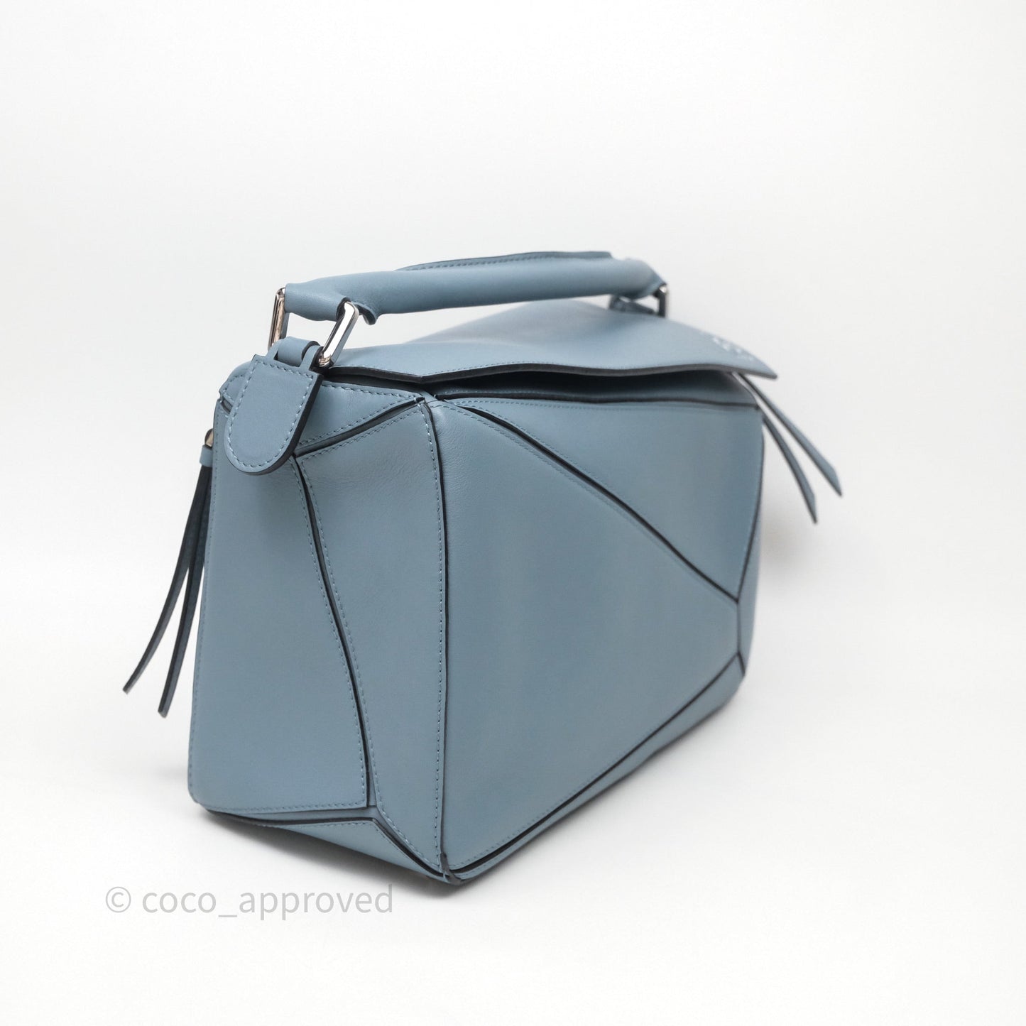 Loewe Medium Puzzle Bag Stone Calfskin Silver Hardware